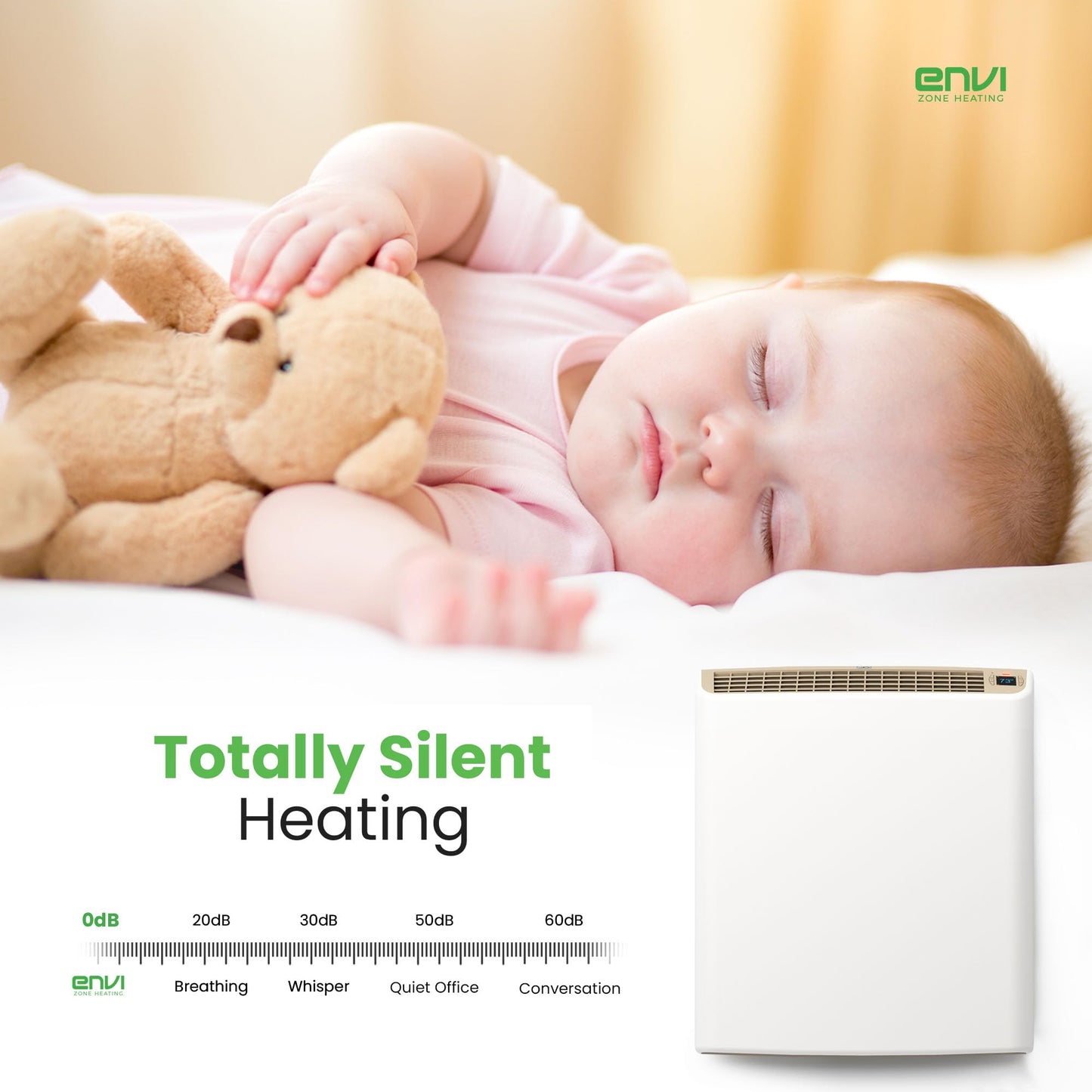 Smart EnviMAX 1000W Wi-fi Plug-in Electric Wall Heater - Energy Efficient Smart Heaters for Large Rooms - App Controlled Electric Heater with Thermal Shut Off Switch - Works with Alexa & Google Home