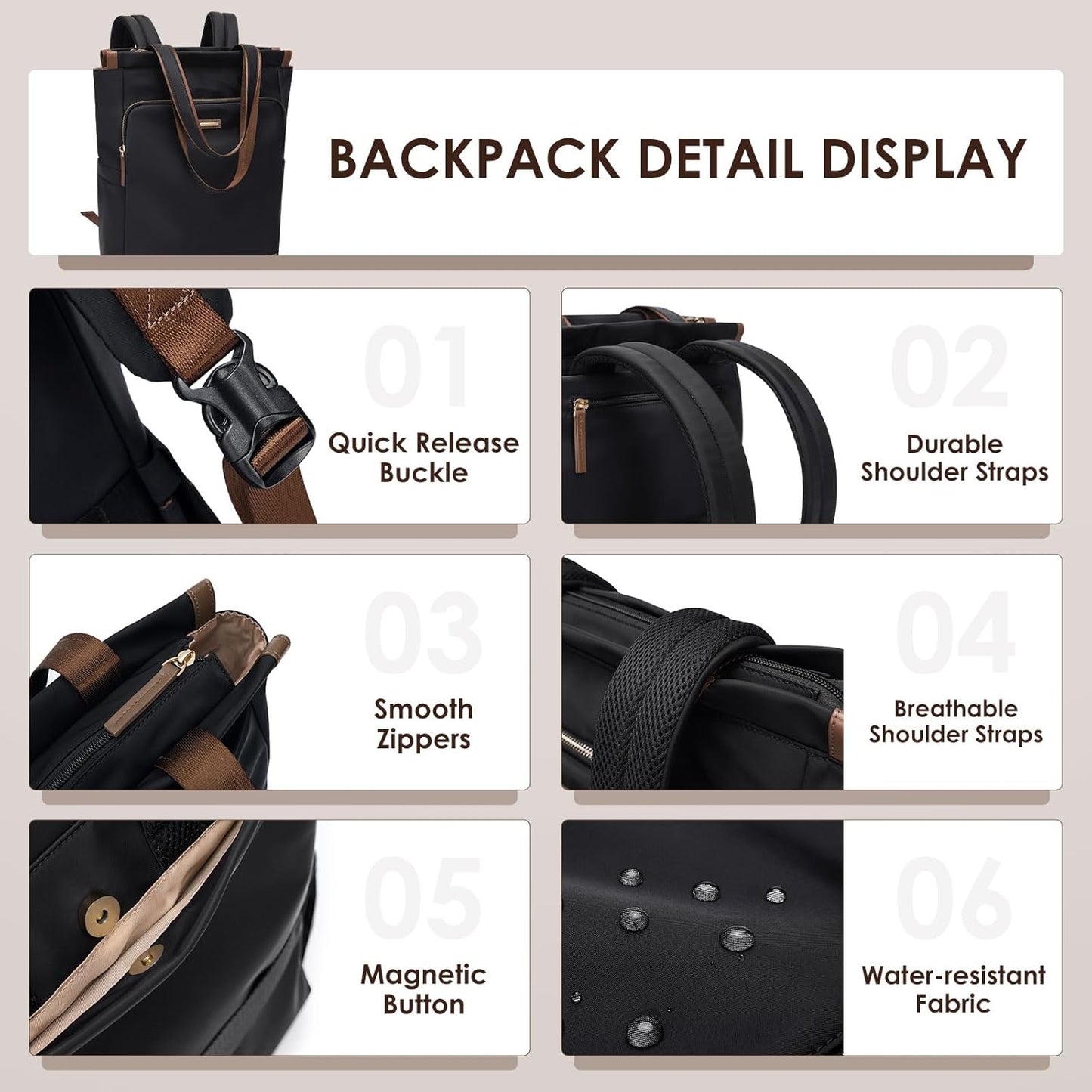 Backpack Daypack GOLF SUPAGS Convertible Laptop for Women Casual Notebook Tote Bag for Work College Travel Leisure