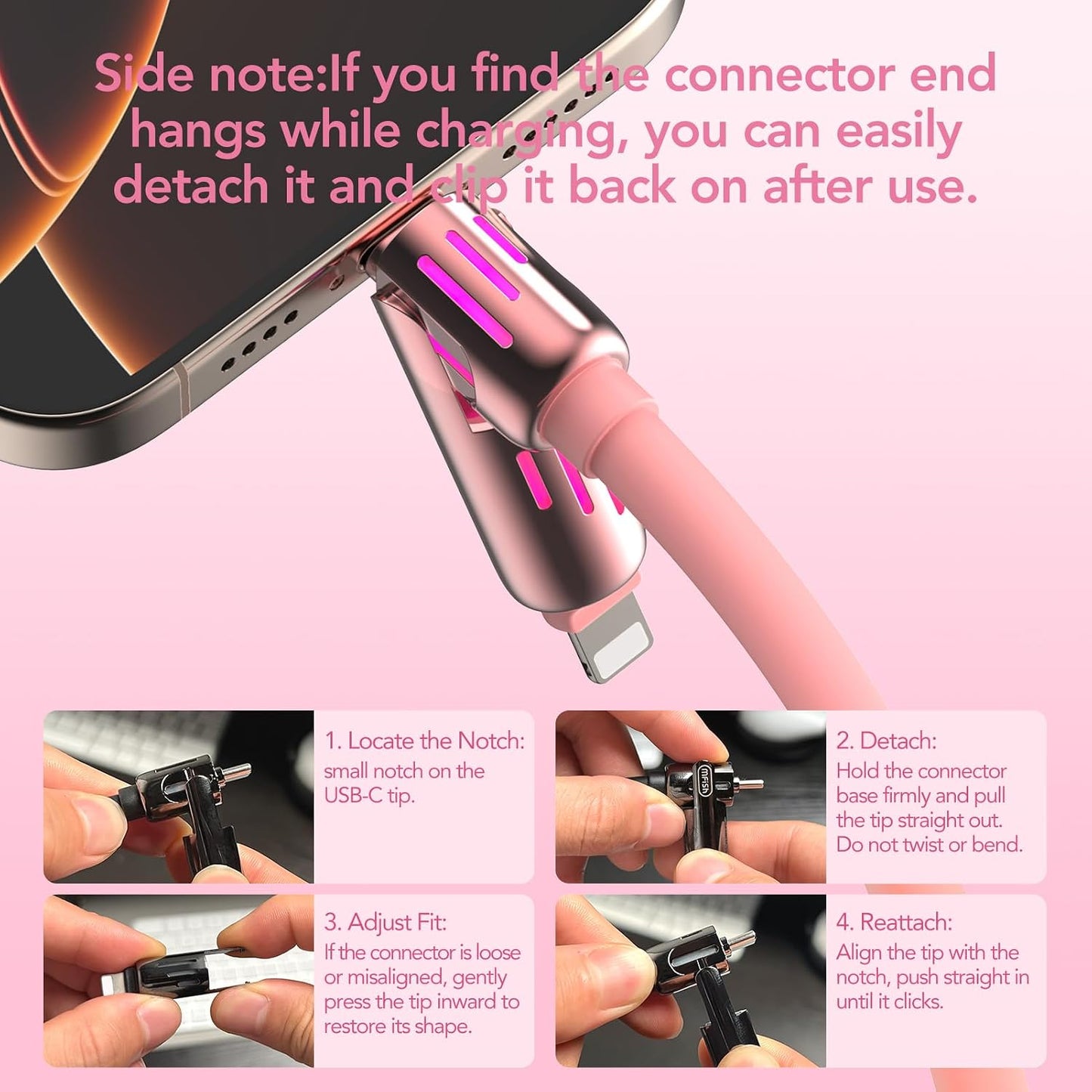 240W 4-in-1 6.6FT 17/16/15/14, S25/S24 6.6Ft) MFish Charging Cable with Carrying Case, Fast Charger USB-A & USB-C