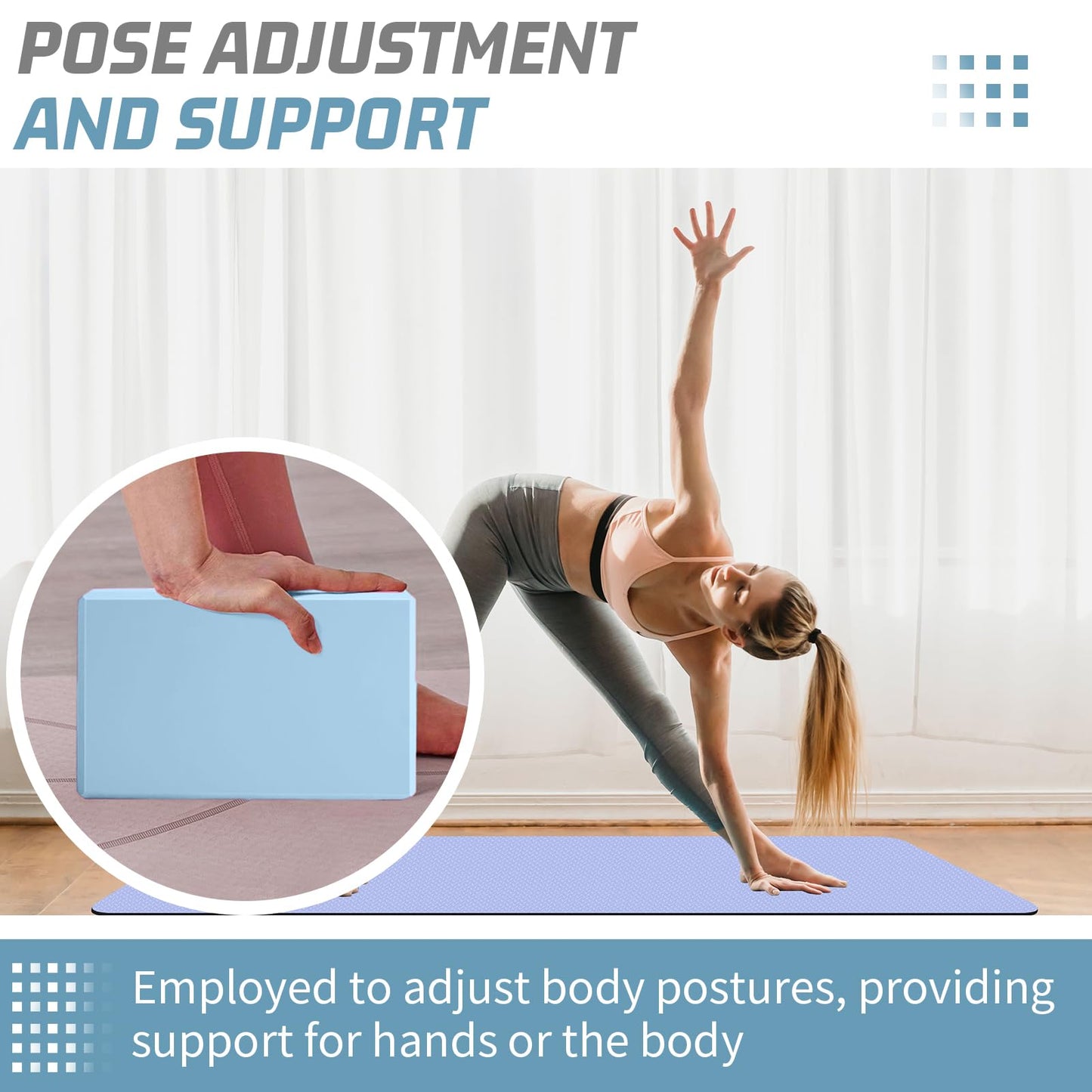 Yoga Blocks 2 Pack 3x6x9IN Foam Block Supportive Latex-Free with Beveled Edges, Non-Slip Exercise Blocks for Pilates, Meditation, Balance, Stretching and Deep Poses(Sky Blue)