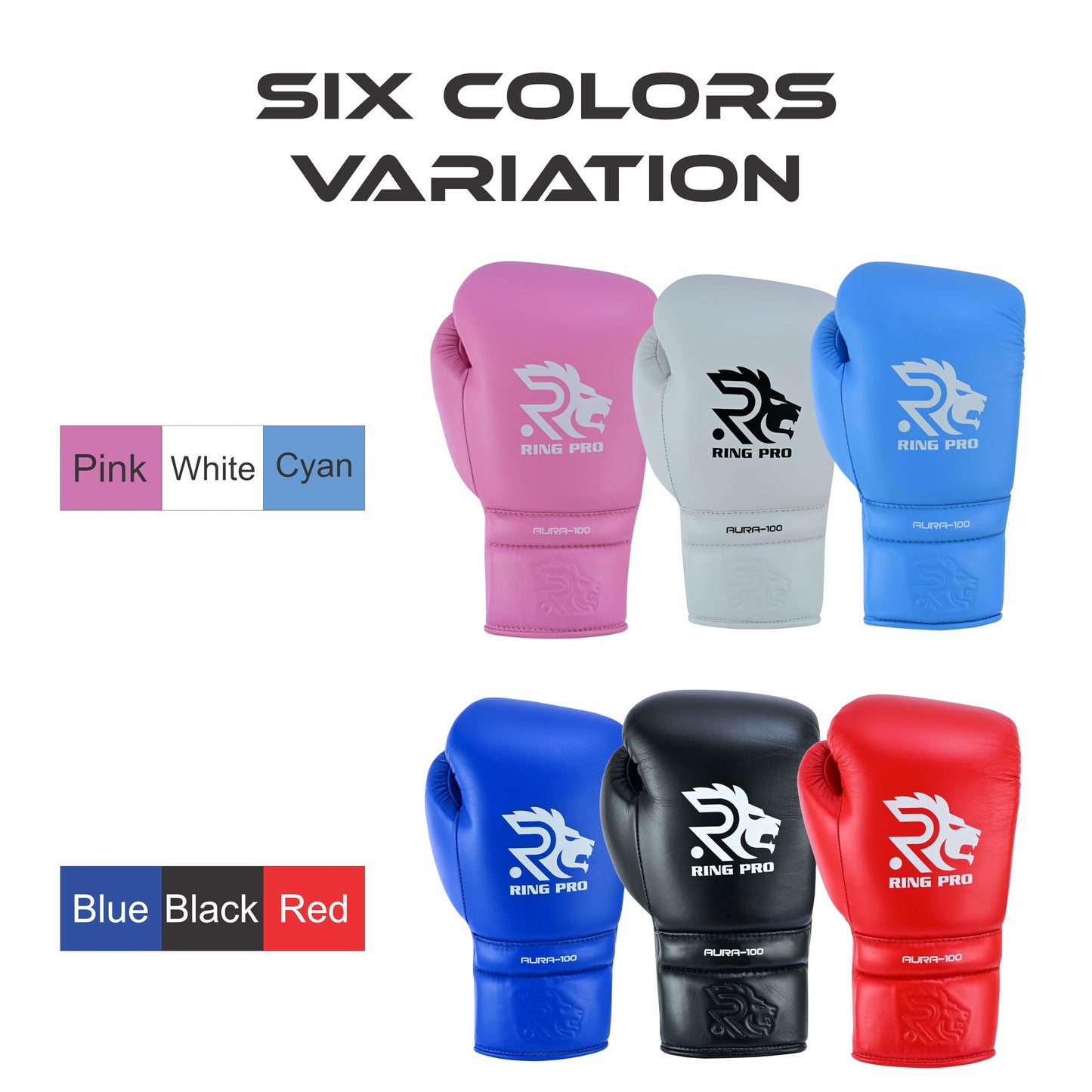 Ring Pro Aura 100 Full Grain Leather Lace Up Boxing Gloves for Men & Women – Professional Training, Sparring, Competition, Muay Thai, Kickboxing & Heavy Bag Gloves