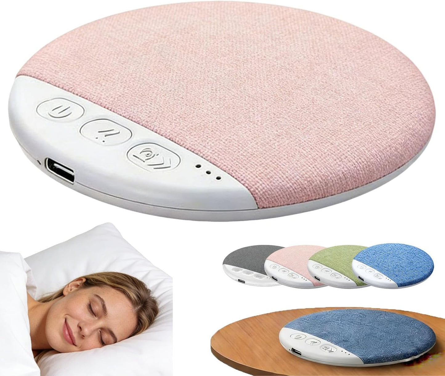 2026 1Pcs-Round) Upgrade Pillow Speaker for Sleeping, Sleep Speaker Under Pillow Bluetooth with White Noise, Dual-Mode