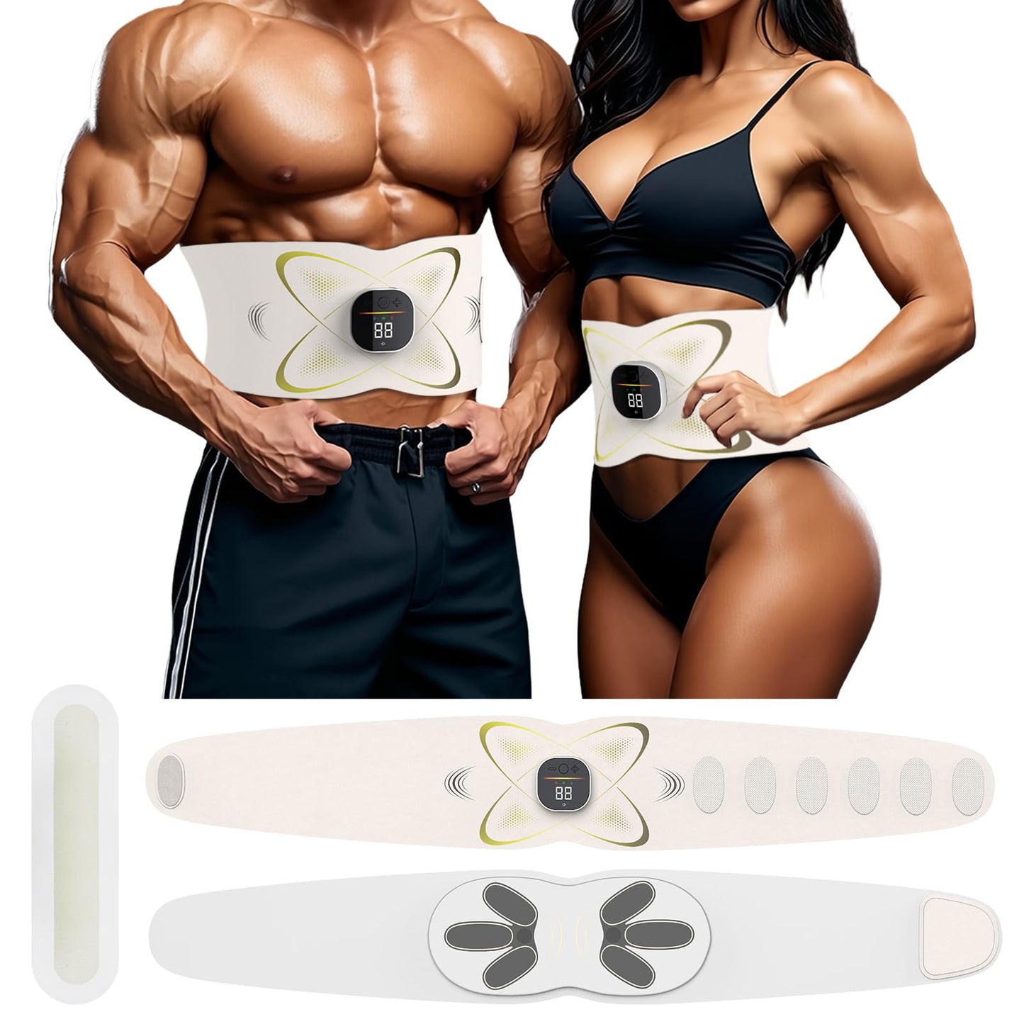 Abs Sculptor, Ab Toning Belt with Heat for Stomach Cellulite Removal Belly Fat Burning, ab Toner Machine for Belly Exercise Smooth & Firming, Lower Back Massager for Women Men Pain Relief Unisex Gifts
