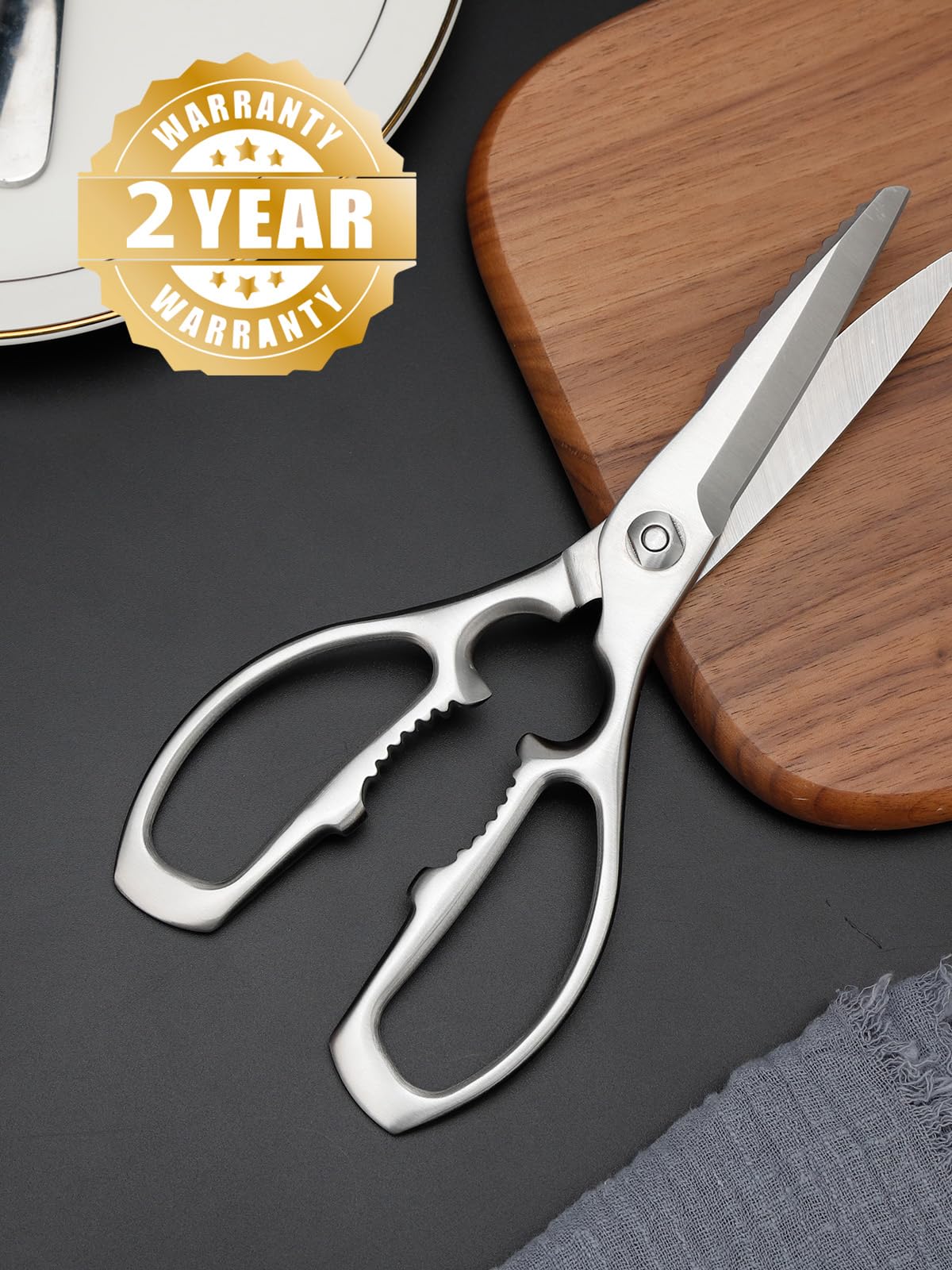 SimCoker Kitchen Scissors, Forged Stainless Steel Heavy Duty Kitchen Shears, Dishwasher Safe Cooking Scissors for Meat, Poultry & Vegetables