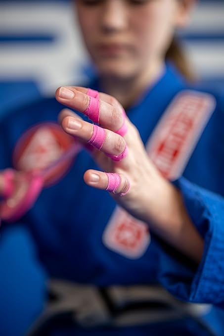 Bighorn Athletics Pro Series Jiu-Jitsu Finger Tape, 8-Rolls with Tin Holder, Enhanced Strength, Residue-Free (0.3-Inch, Pink)