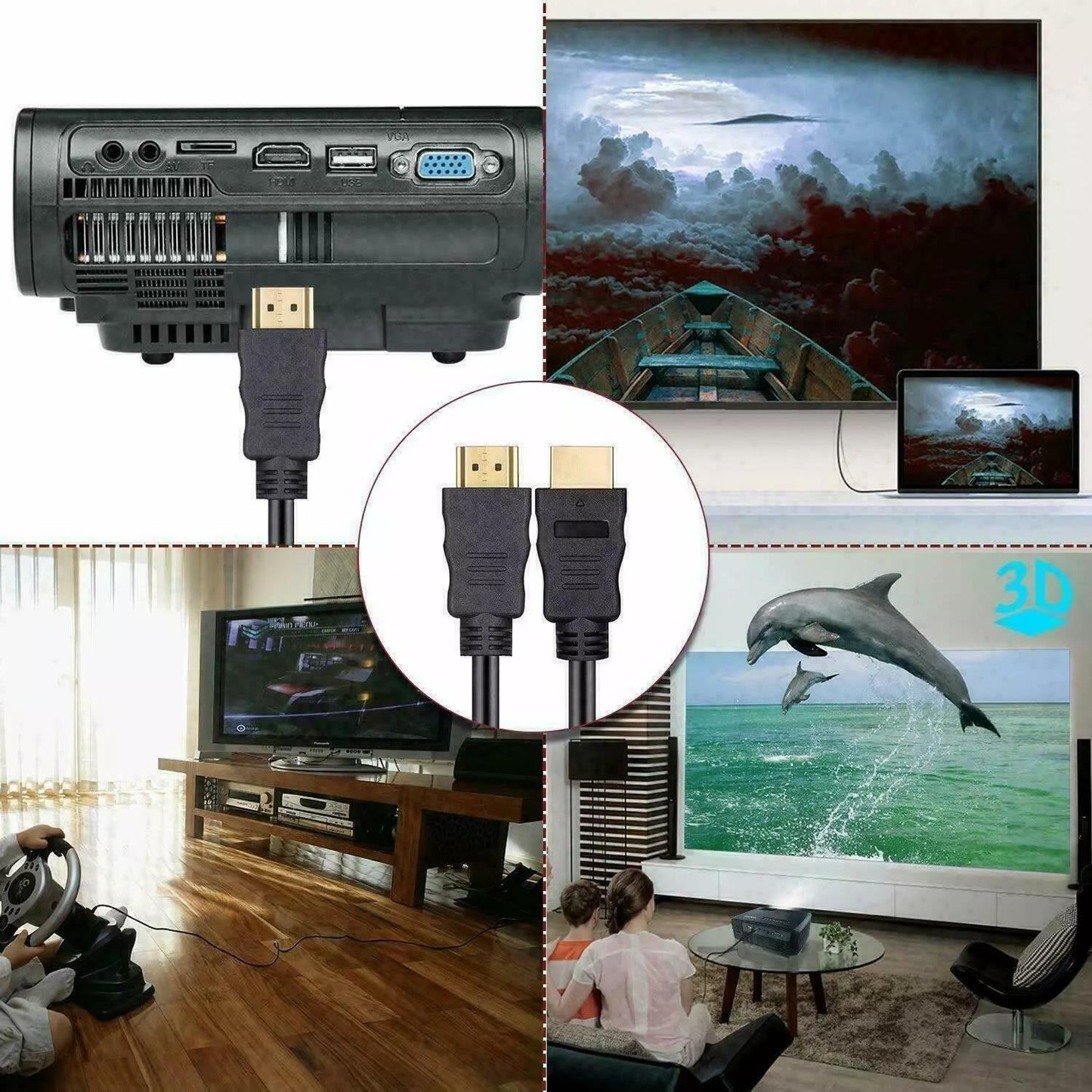 Musstad M2 M2 MP200-01 HDMI Cable Audio Video AV to HD TV HDTV Cord for AAXA LED Micro Pico Portable Projector