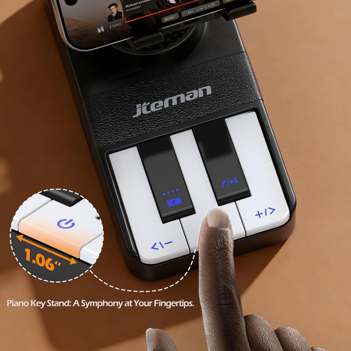 JTEMAN Cell Phone Stand with Bluetooth Speaker and Charging Stand,Piano Keys Design,Music Lovers & Teacher