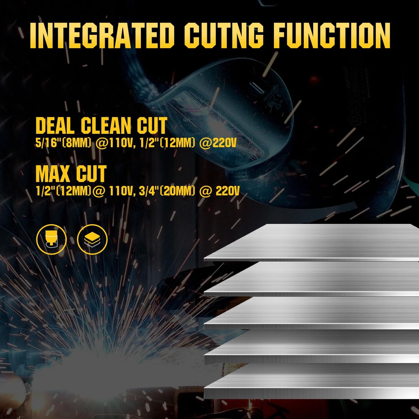 PUWU Plasma Cutter Welder Combo，(HF) TIG/Pulse TIG/Lift TIG/Spot/Stick/CUT 6 In 1 Multi-process Welding Machine，110V/220V Dual Voltage TIG Welding Machine With Large LED Display Synergic Control