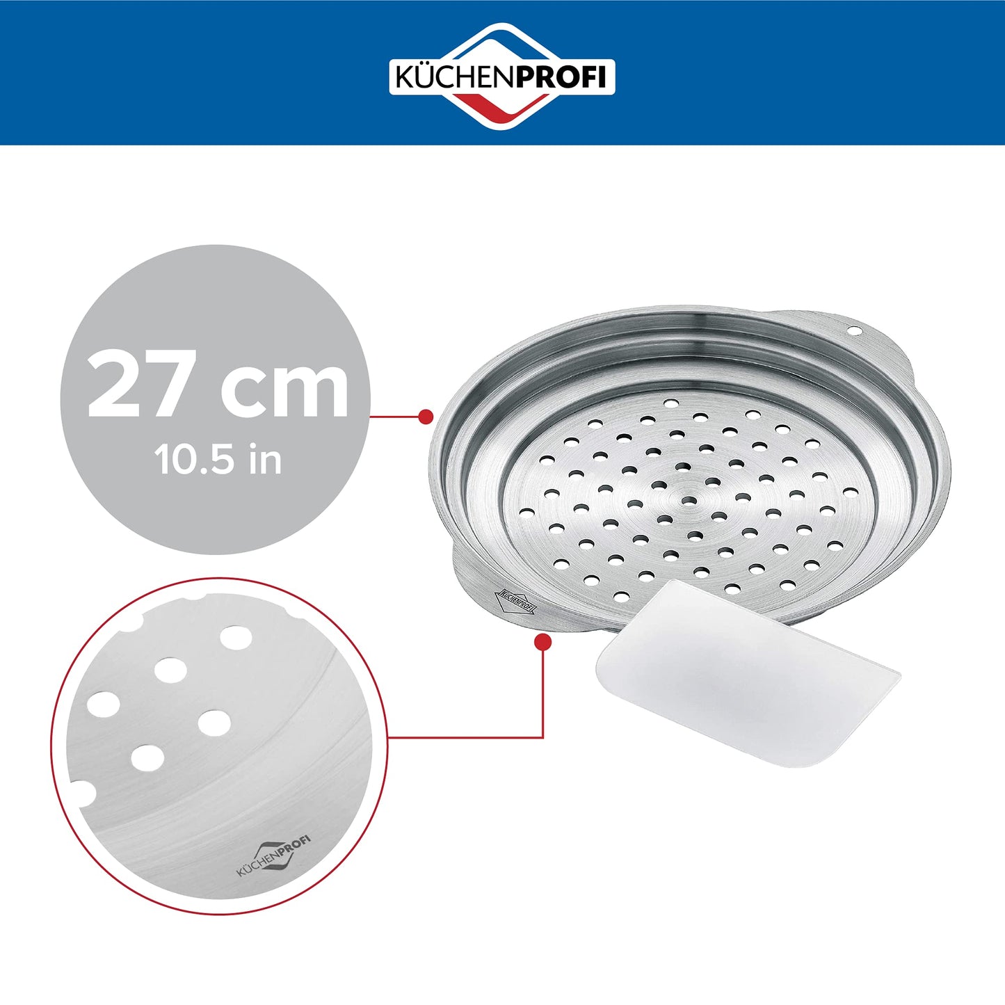 Küchenprofi Spaetzle Lid and Scraper, Stainless-Steel Dumpling Maker and Spaetzle Noodle Maker