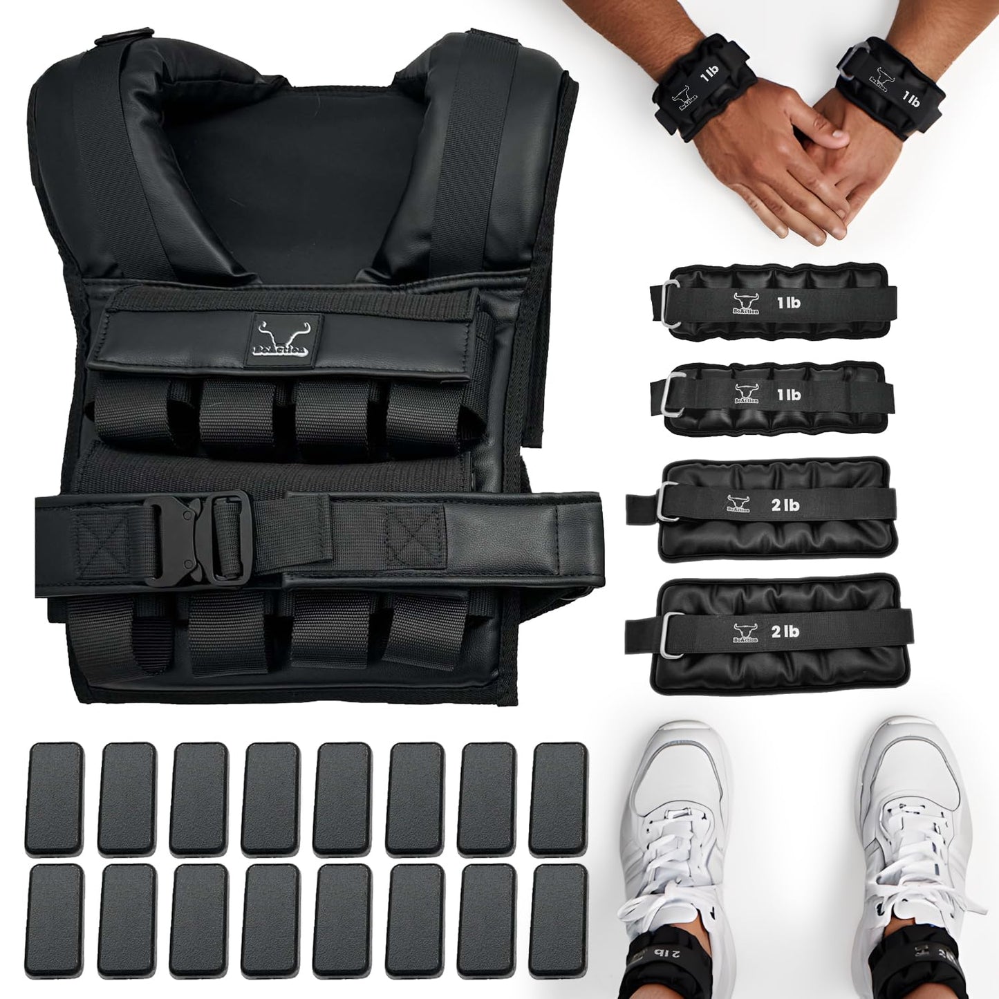 BoAction Vestly Pro Weighted Vest for Men – Adjustable Up to 35 lbs with Wrist & Ankle Weights Included – Breathable Training Vest for Strength, Running, Cardio & Endurance