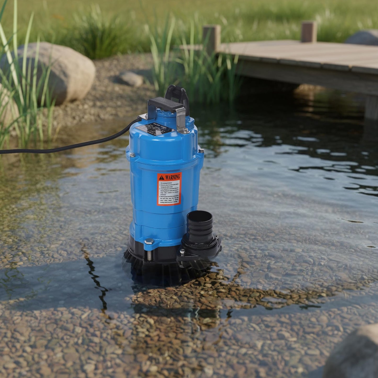 banborba 1 HP Submersible Trash Pump, 110V Submersible Sump Pump, Sewage Pump with 59 ft Max Lift, Drain Dirty Clean Water for Pools, Garden, Pond, Basement, Flooded Area - Blue