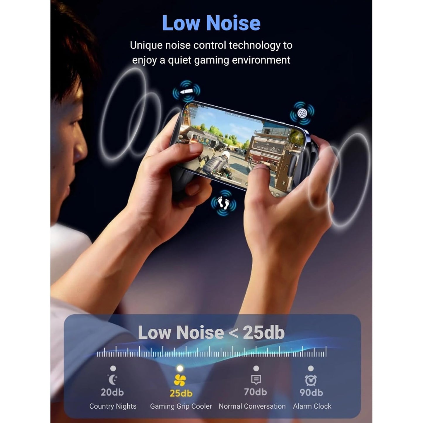 ciciglow Phone Game Grip, Semiconductor, Adjustable Mobile Controller Handle Holder with Colorful Light Effect, Fan