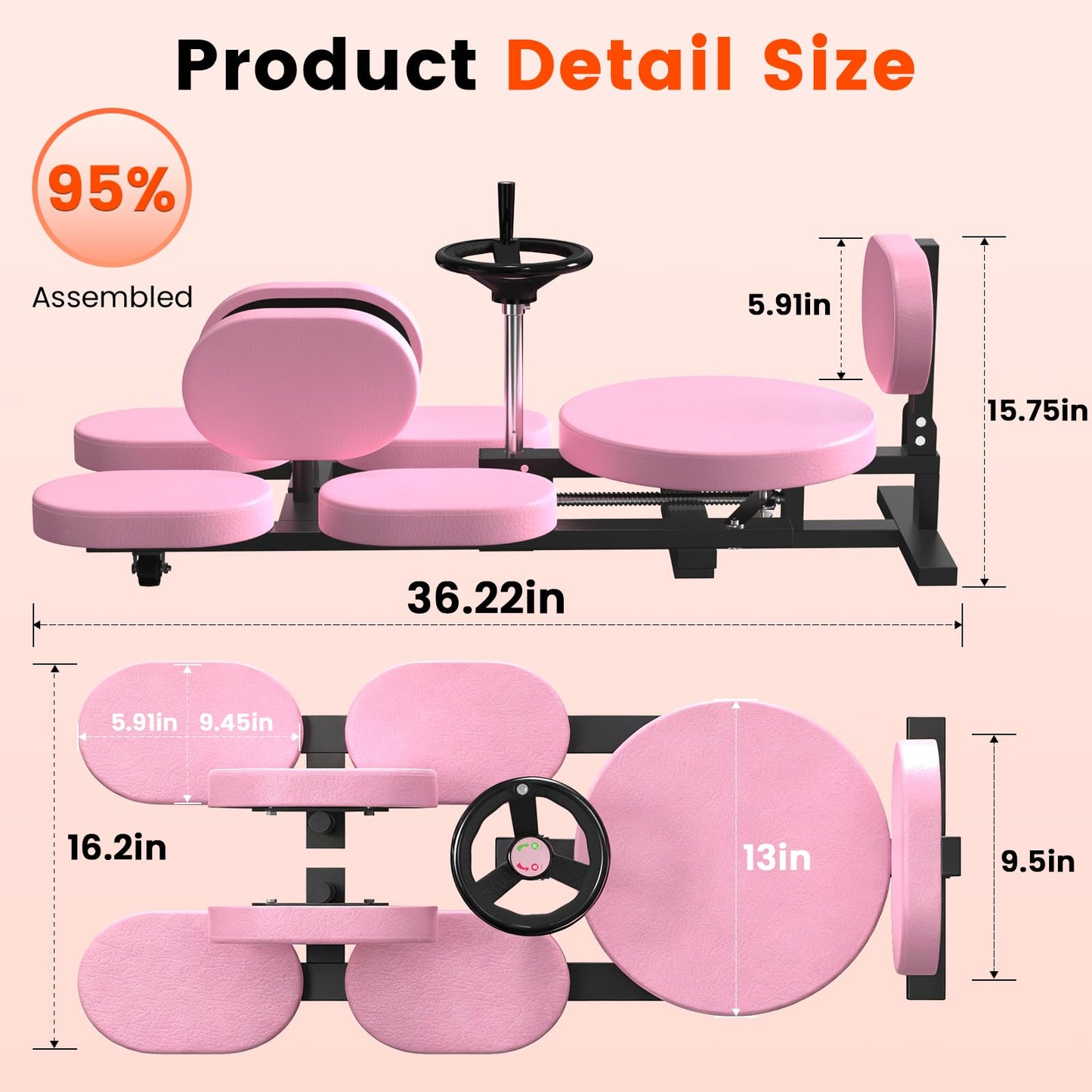 Leg Stretcher, 220LBS Split Machine for Fexibility & Splits Training, 0-200° Adjustable Stretching Equipment for Home Gym, Heavy Duty Steel Frame Leg Stretching Training Machine (Pink)