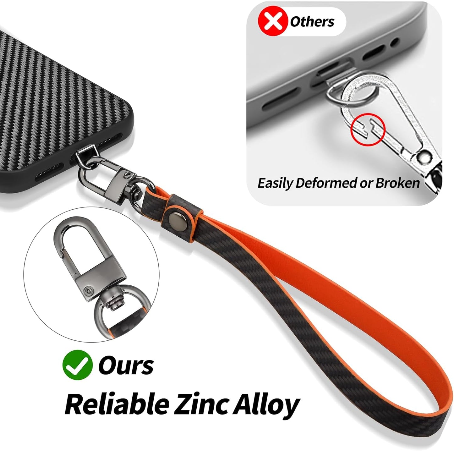 Carbon Zone Carbon Fiber Phone Wrist Strap,Phone Chain Wristlet,Anti Theft Strap,Universal Mobile Device Chain Lanyard