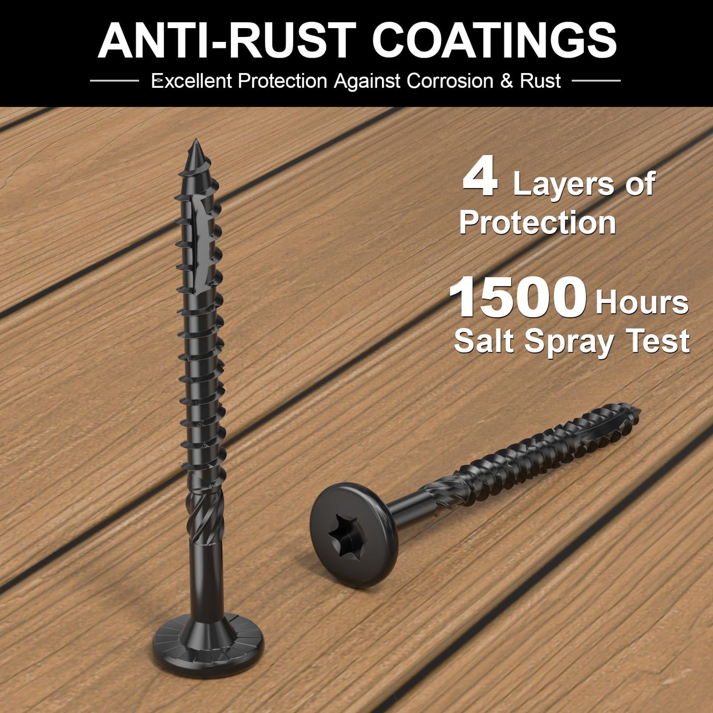FMhotu #14 Heavy-Duty Wood Screws, Star Drive Deck Screws, Rust Resistant Timber Screws for Timber/Log/Landscaping Wood (2-7/8 Inch,50Pcs,Black)