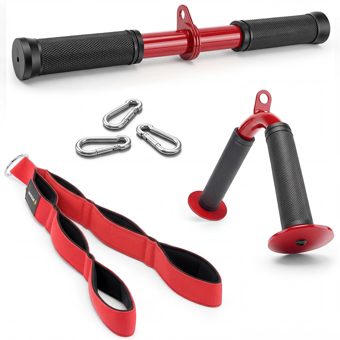 MANUEKLEAR 3PC Tricep Rope Cable Attachments Set for Full Arm Workout, Cable Machine Attachments with Non-Slip Grips, Anti-Rust Cable Attachments for Gym