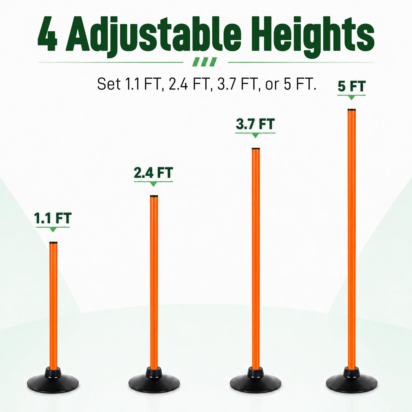 6 Pack Soccer Agility Training Poles, 5 FT Adjustable Speed and Agility Training Equipment for Football/Basketball/ Dog Practice, Bending Poles for Horses with Rubber Bases and Carry Bag (Orange)