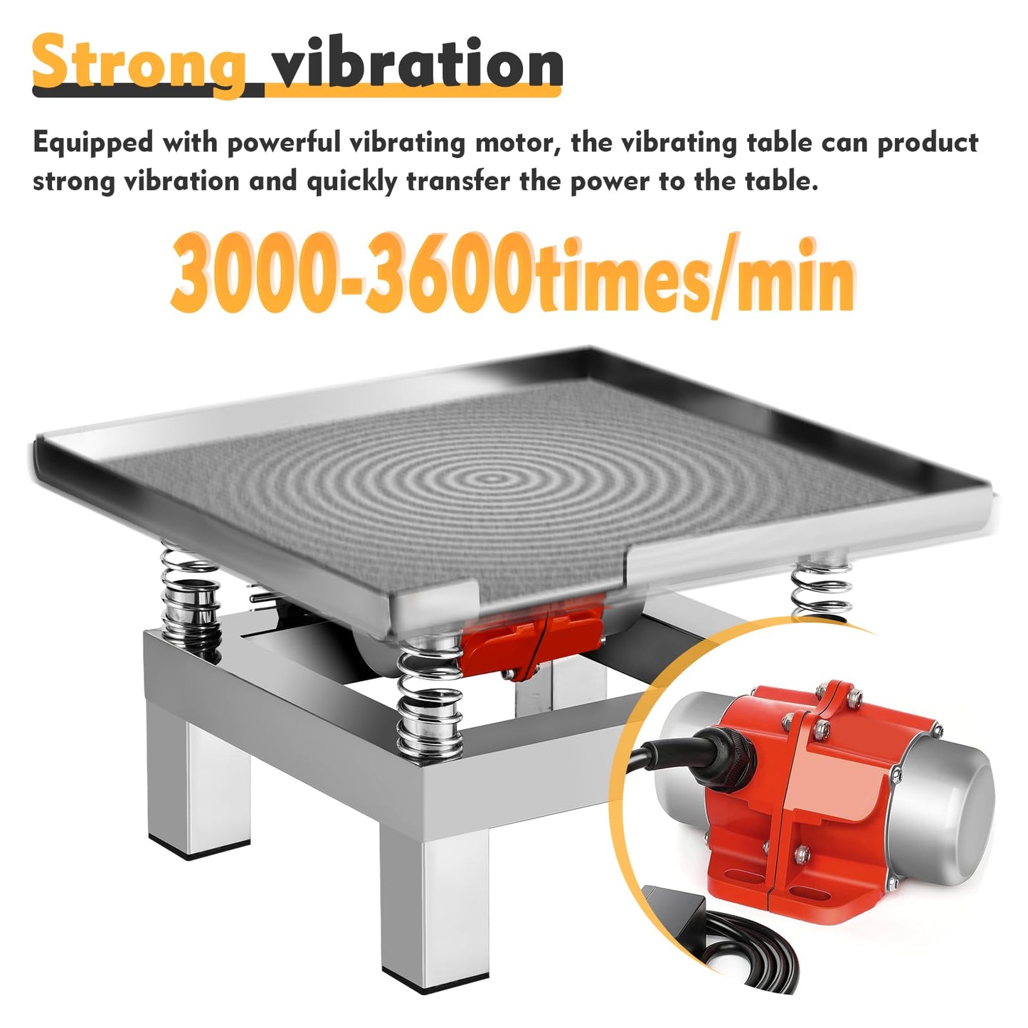 Epidioxi Concrete Vibration Table Vibrating Test Bench Model Plaster Oscillator Stainless Steel Vibrating Table for Concrete, Molds, Resin 110V (13.8x13.8 inches)