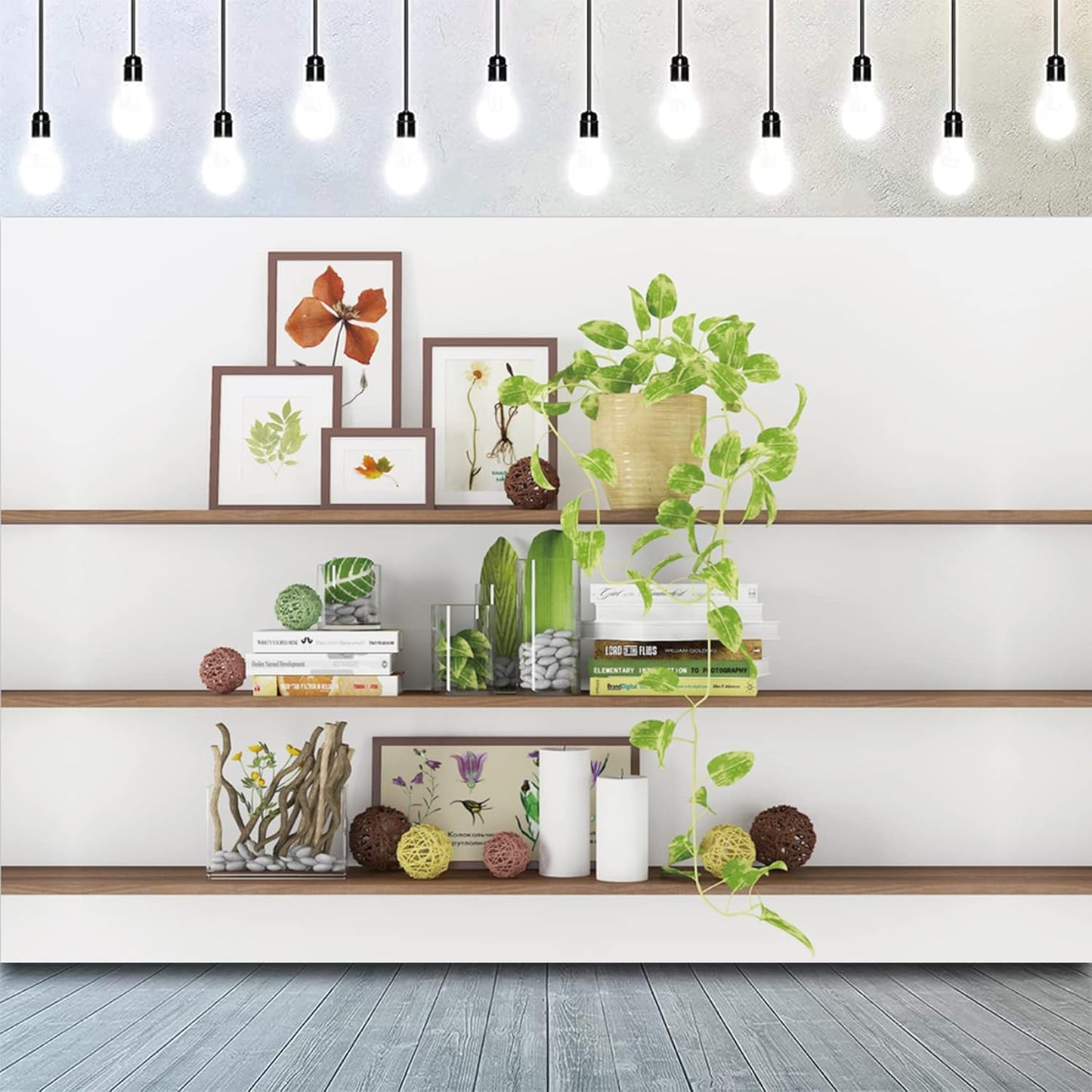 CSFOTO 10x7ft Modern Living Room Backdrop Green Plant Bookcase Office Zoom Backdrop for Video Conference Zoom Screen