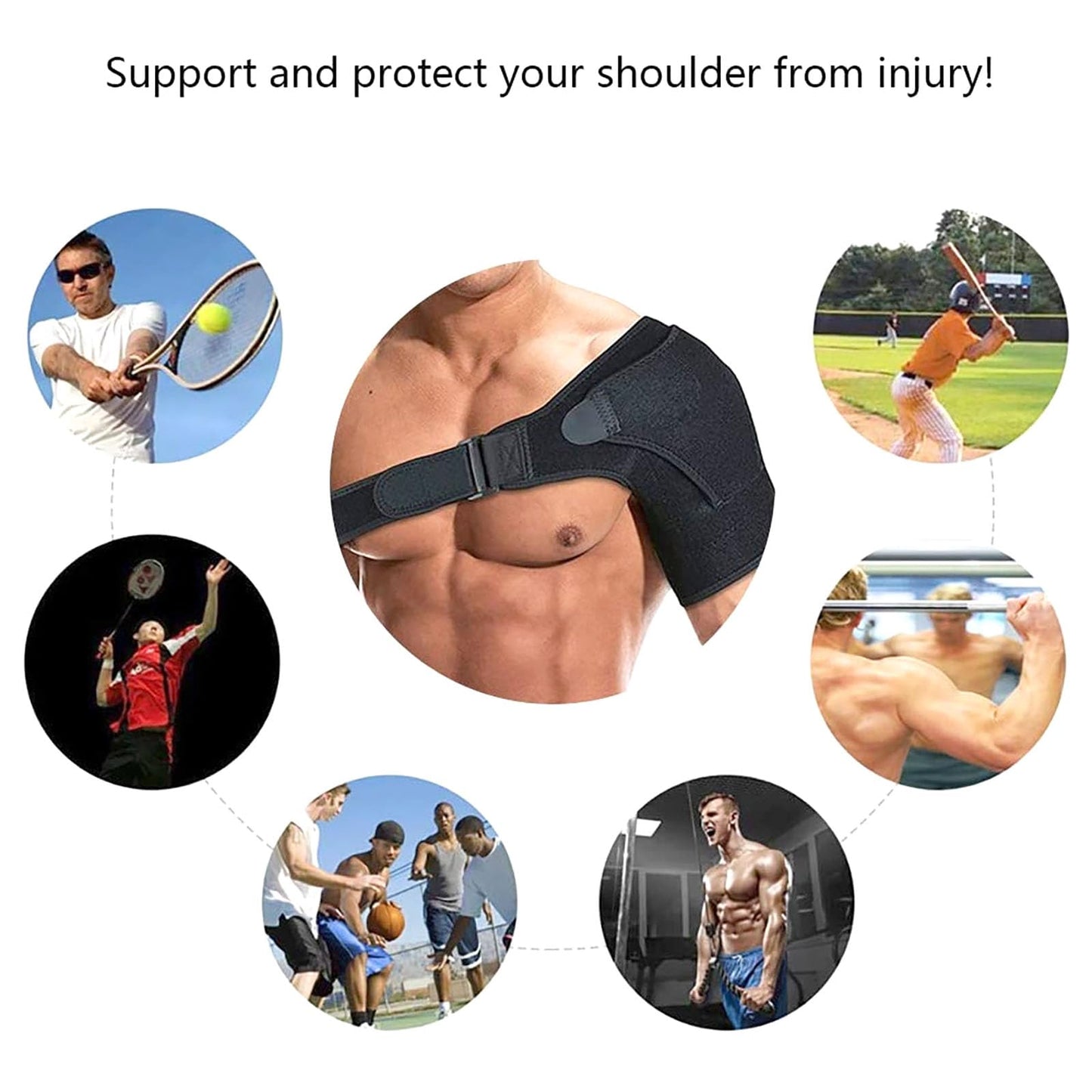 YIKANGHENG Shoulder Brace, Adjustable Small Size Shoulder Support for Men and Women Spoorts and Relife of Pain (Black) S