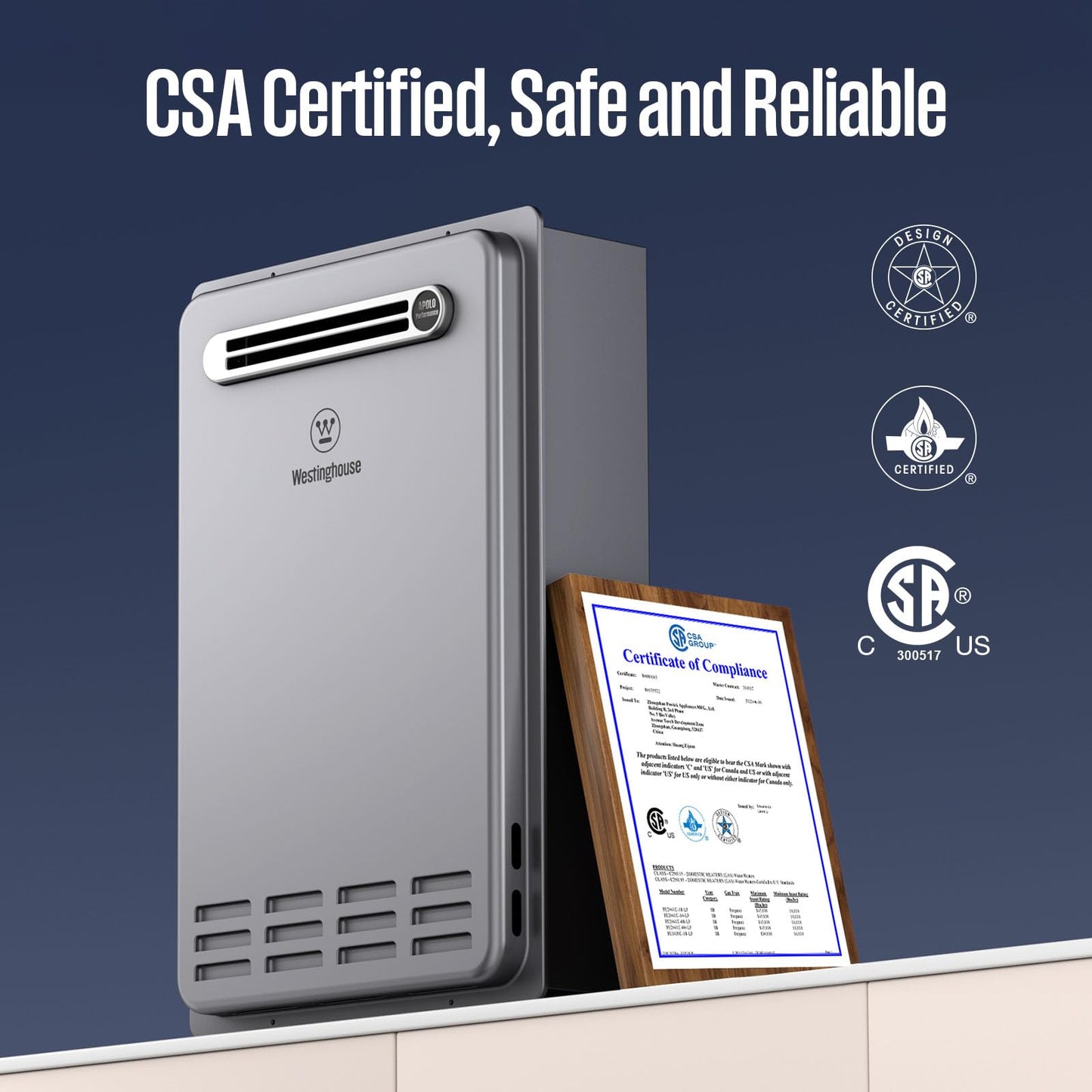 Westinghouse Smart Outdoor Natural Gas Tankless Water Heater, 5.1 GPM 120,000 BTU Whole Home Instant Hot Water Heater, ±1°F Temp Stability, Non-Condensing for 2-4 Fixtures