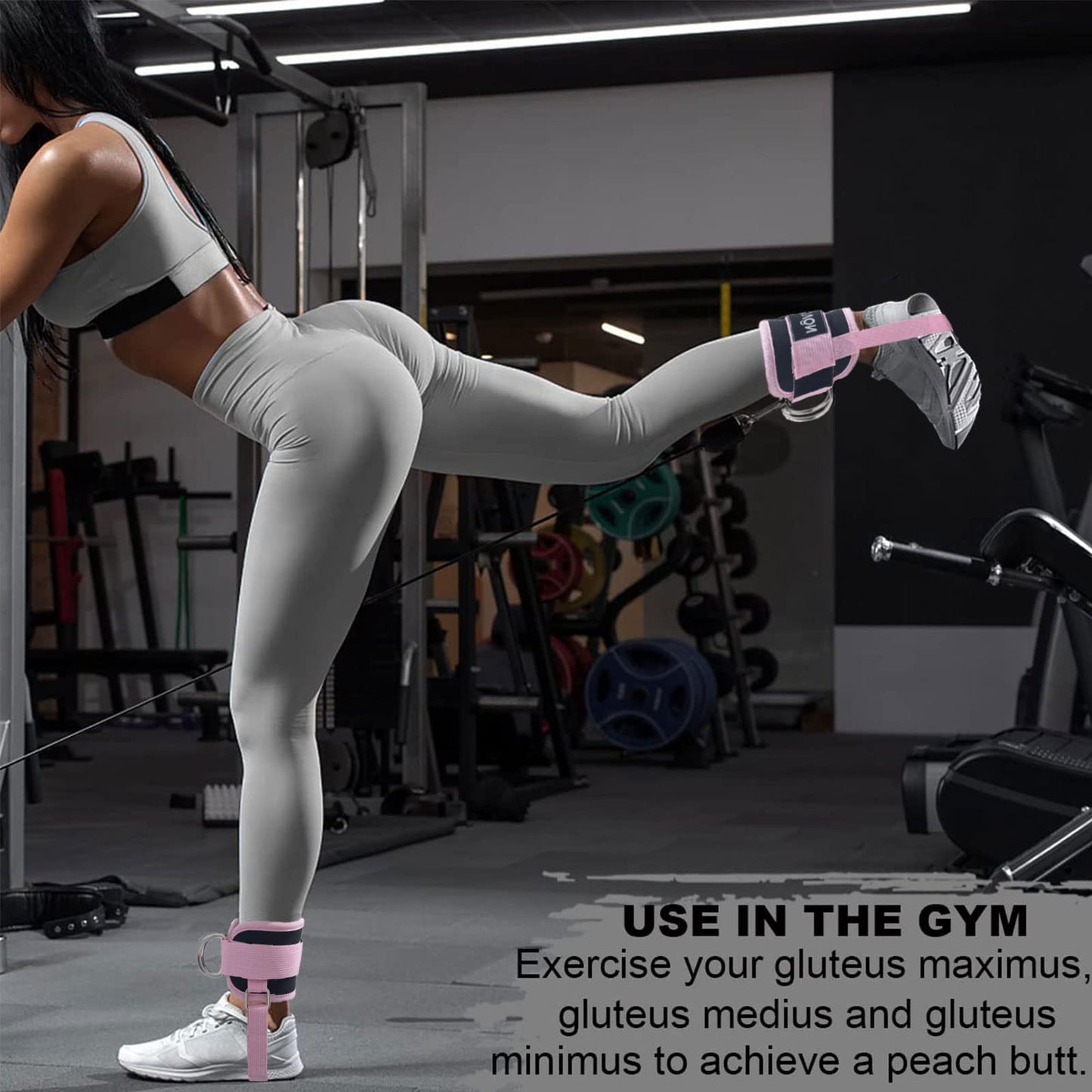 LAVVON Ankle Straps for Cable Machines Kickbacks - Adjustable Comfort Ankle Cable Attachments for Gym Ankle Cuff Cable Machine Glute Kickback Straps - Leg Extensions, Curls & Ankle Cuffs Women