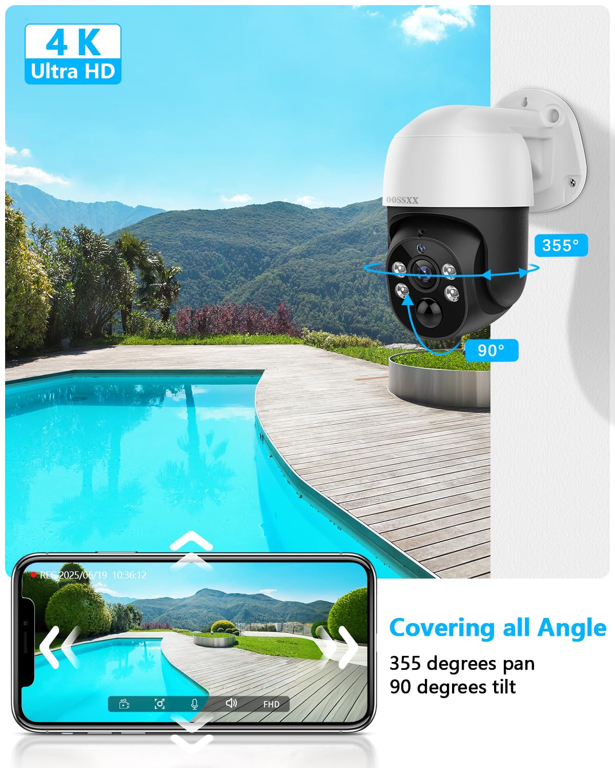 (2026 Upgrade) 4K PoE PTZ Security Camera System, 8CH NVR with 10.2" IPS Monitor & 1TB HDD, 6 Wired 130° Wide-Angle Cameras, Auto Tracking, PIR Human Detection, 2-Way Audio, IP66, No Monthly Fee