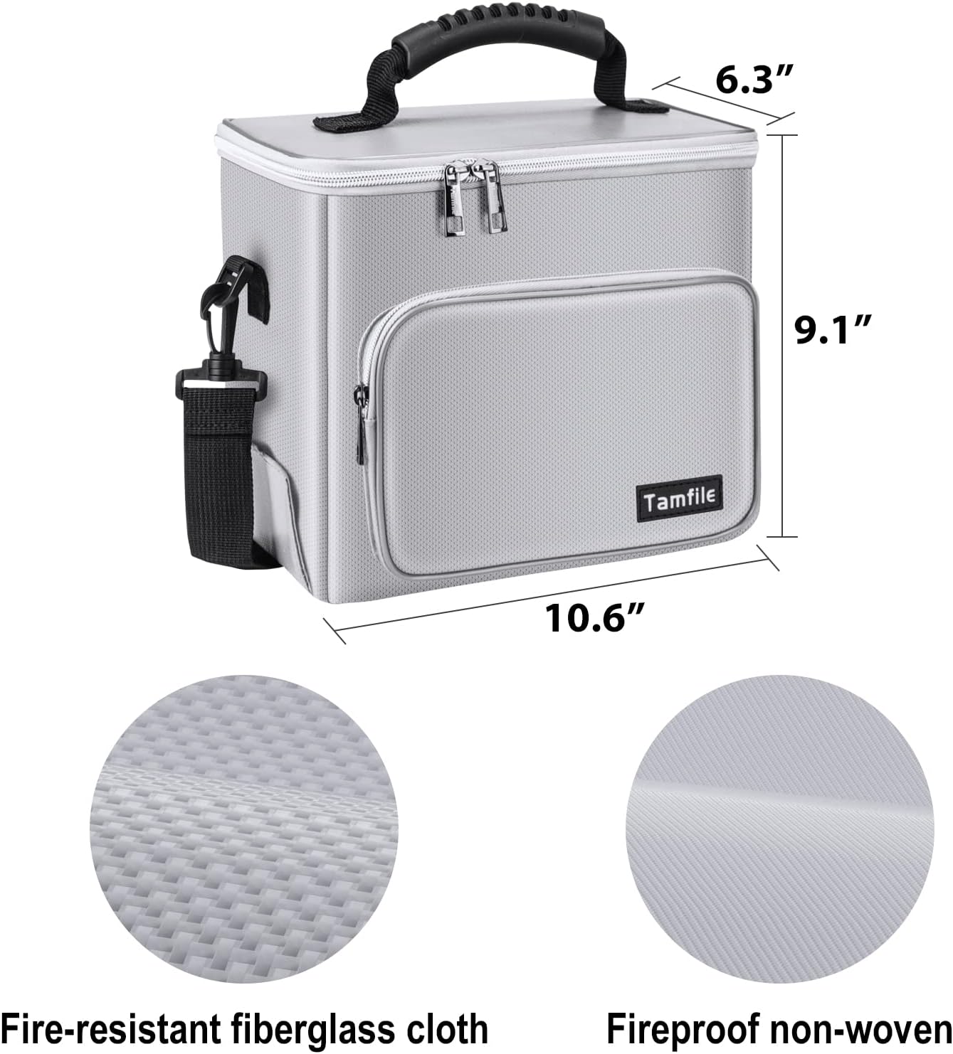 4200F Tamfile Fireproof Lipo Battery Bag with Heat Insulated, Ebike Lipo Bag with Pockets and Shoulder