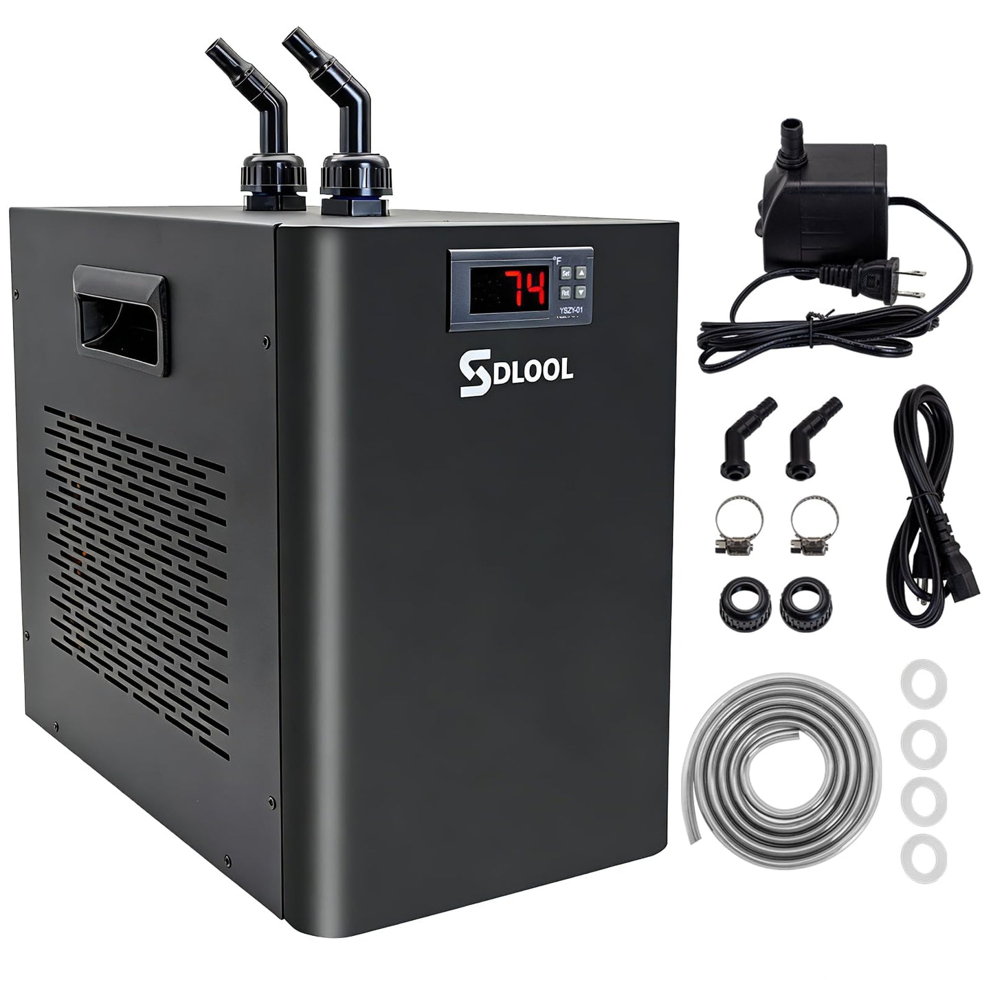 SDLOOL Aquarium Chiller 42gal, 1/10 HP Water Chiller 160L Fish Tank Hydroponics Cooling System with Quiet Design Refrigeration Compressor for Water Weeds Axolotl Jellyfish Coral Shrimp