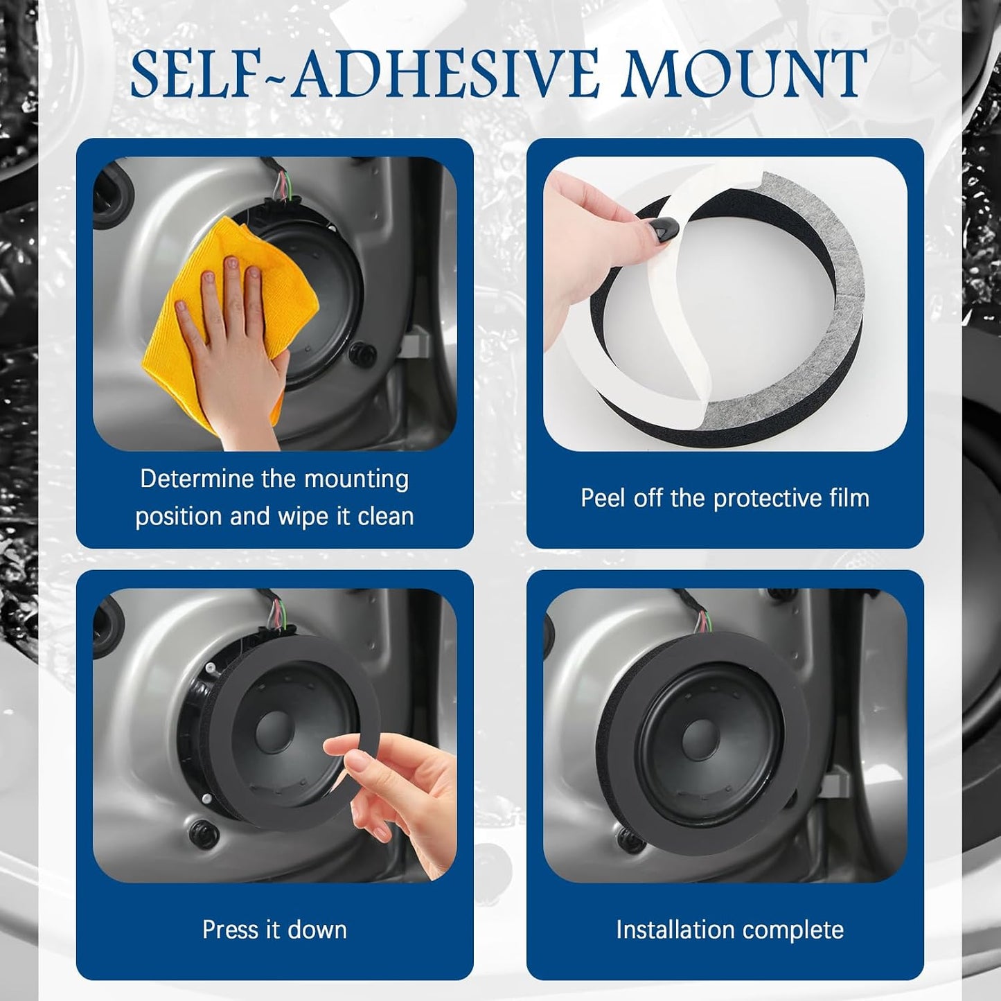Figpade 4PCS Kit,3-Size 6" 6.5" 6.75" Speaker Foam Rings Speaker Gasket for Enhanced Bass & Noise
