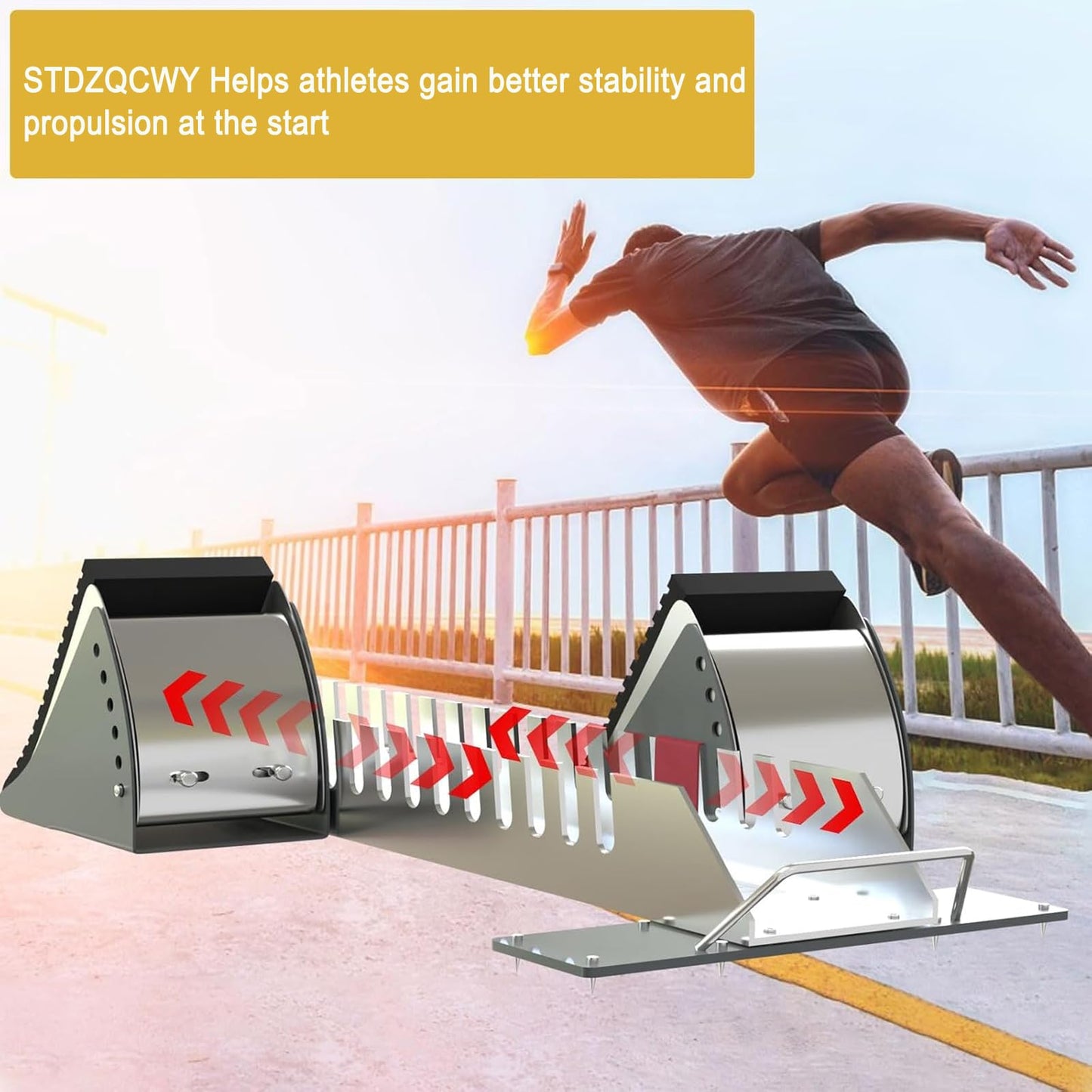 HYUIO 25in Starting Blocks, Track and Field Multi Function Track Blocks for Sprinting 6 Angle Adjustable Aluminum Track Starting Blocks for Athletics Plastic Runway Cinder Track