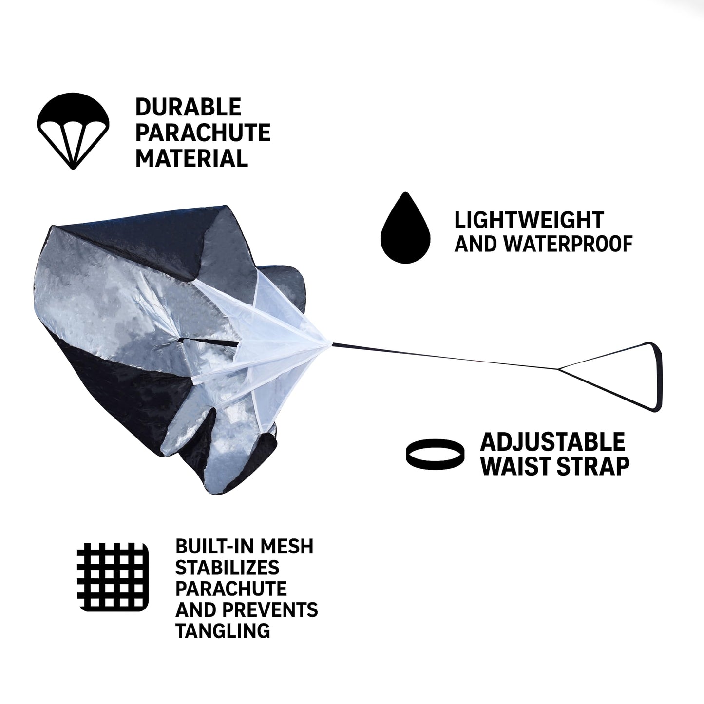 Venmark Running Parachute - 56" Resistance Parachute for Running Speed, Acceleration, and Fitness Training - Workout at Home, Gym, or Track for Men, Women, and Kids - Complete with Carrying Bag