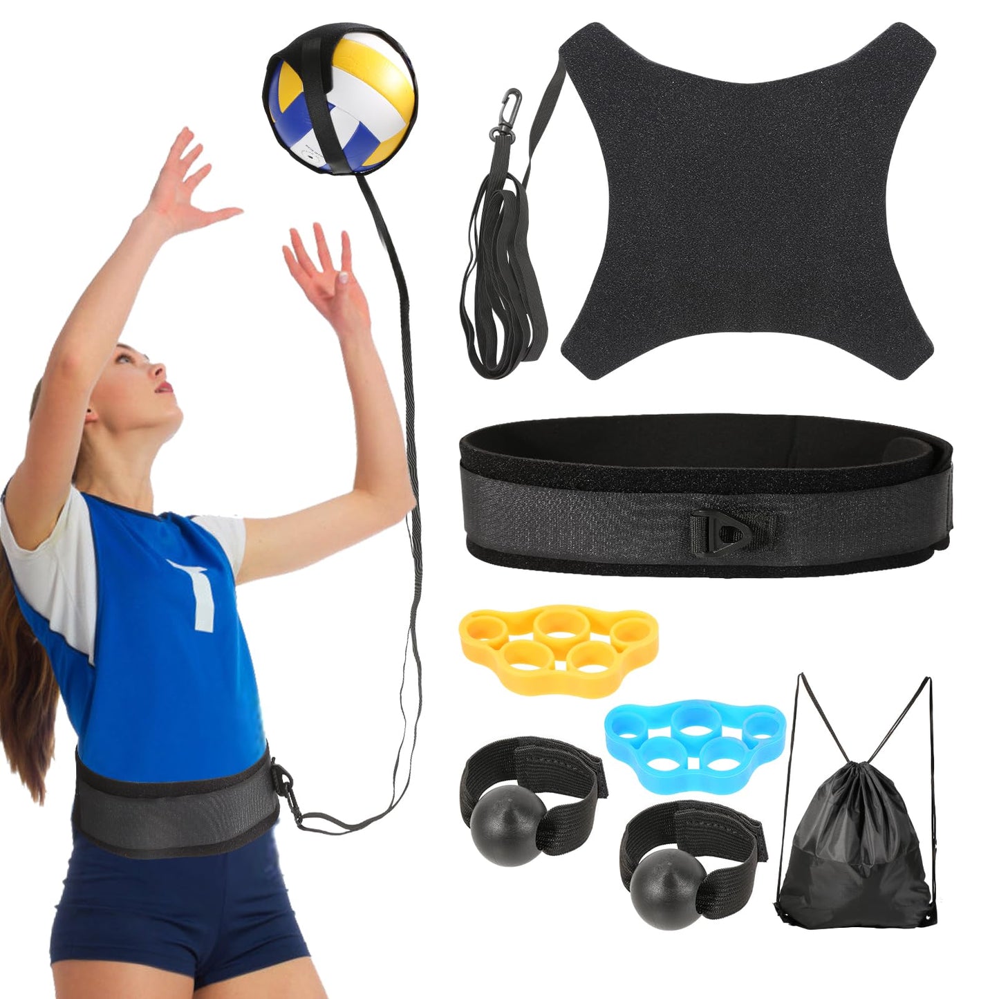 Volleyball Training Kit for Solo Practice, Adjustable Volleyball Serve Trainer & Rebounder, Volleyball Training Equipment for Serving, Setting & Spiking, Volleyball Training Aids for Youth & Adults