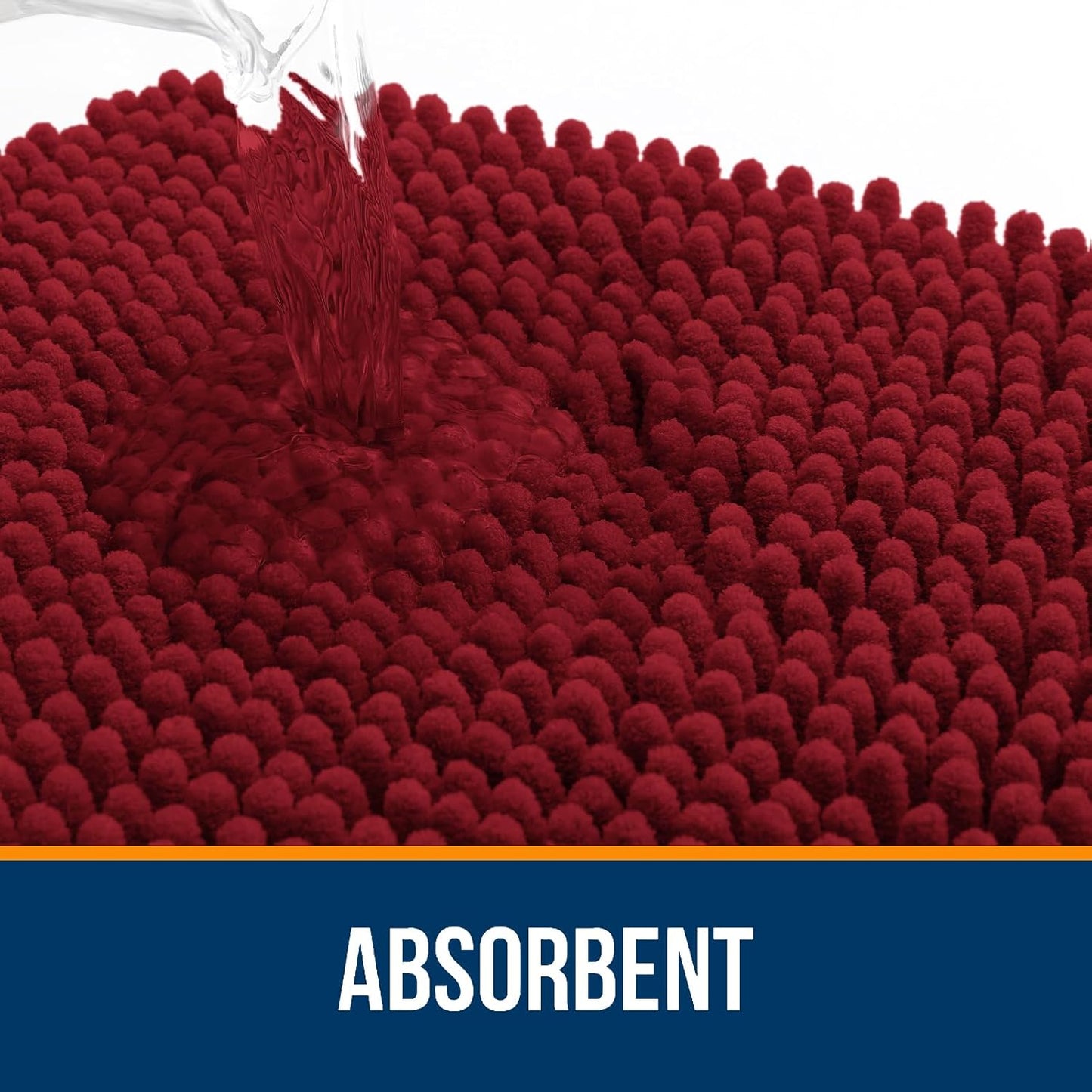 OLANLY Large Bathroom Rugs - Extra Soft Chenille Bath Mats | Quick-Dry, Machine Washable, 40x24, Red