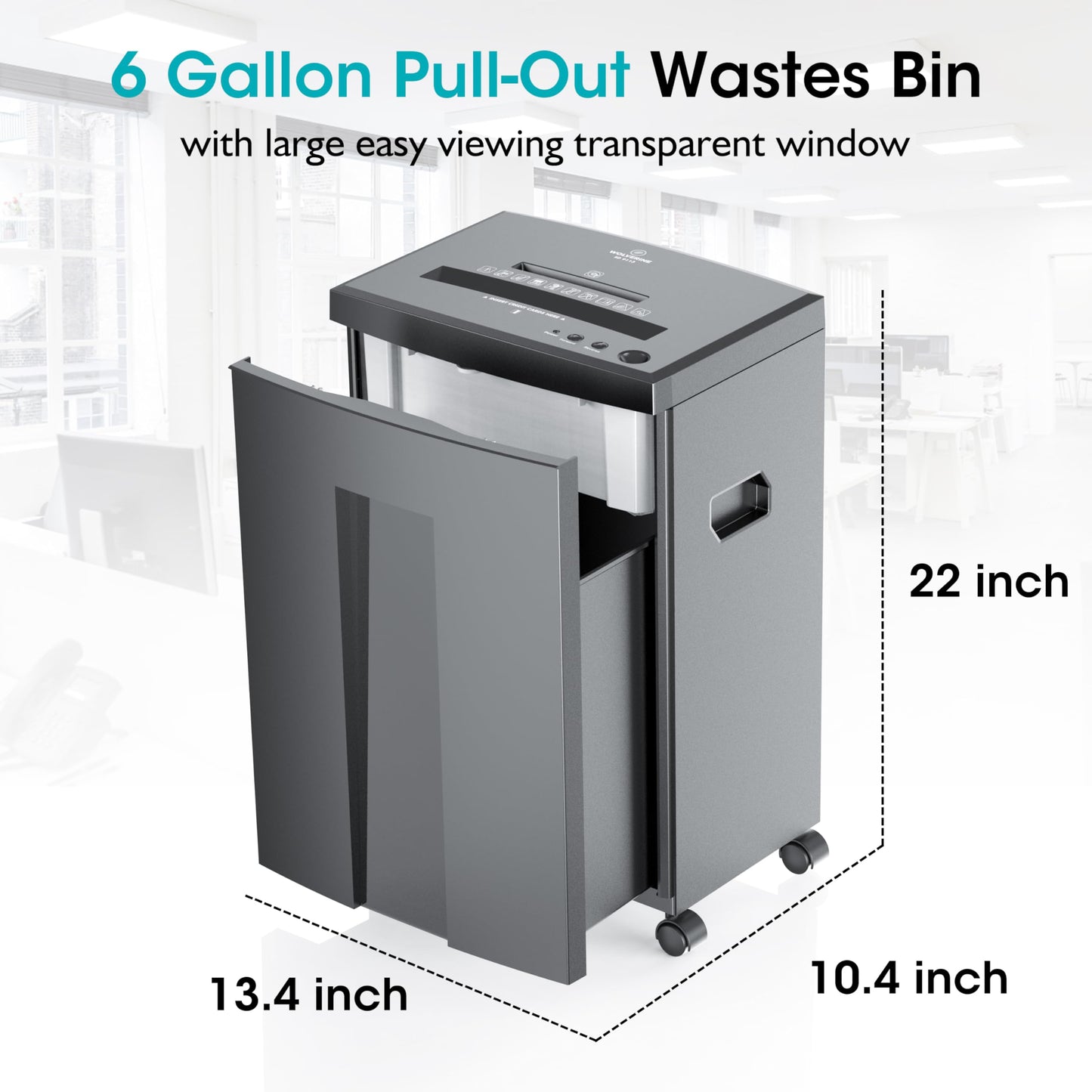 WOLVERINE 18-Sheet Shredders for Home Office Heavy Duty P-4 Security Level Crosscut Paper Shredder Paper/CD/Card Ultra Quiet Paper Shredder for Home with 6 Gallons Pullout Waste Bin SD9113(Grey ETL)