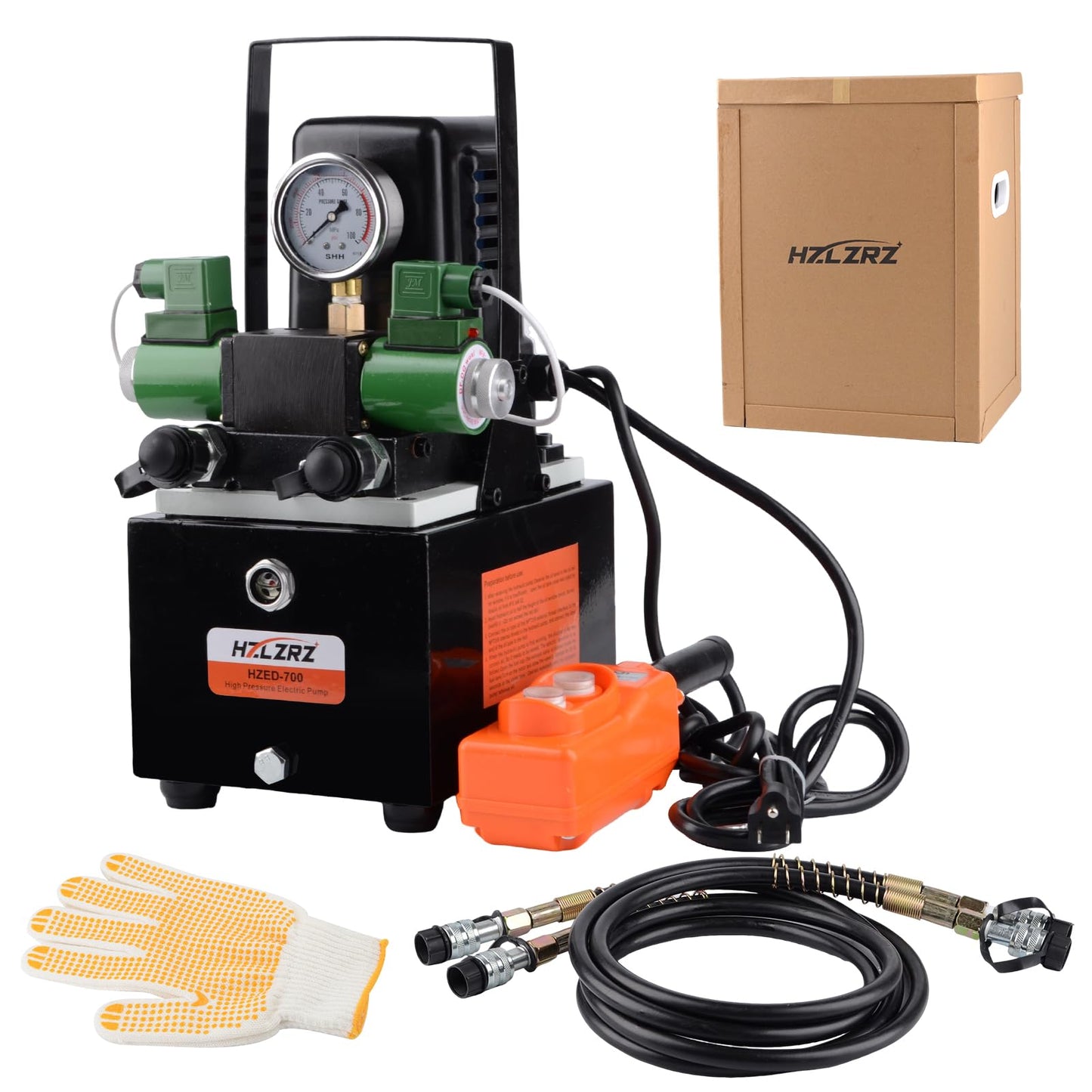 HZLZRZ Two Way Electric Hydraulic Pump Power Pack Unit 2 Stage Double Acting 110v/120V 10k psi (1st Stage/290 Psi, 2nd Stage/10,000 Psi),Two Way Mini