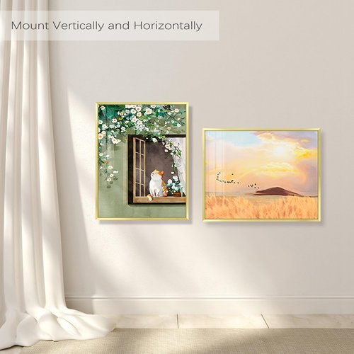 Golden State Art, 16x20 Picture Frame Set of 3, Gold Thin Border, Display Photo 11x14 with Mat or 16x20 Without Mat, Poster Frame for Wall Hanging Horizontal and Vertical