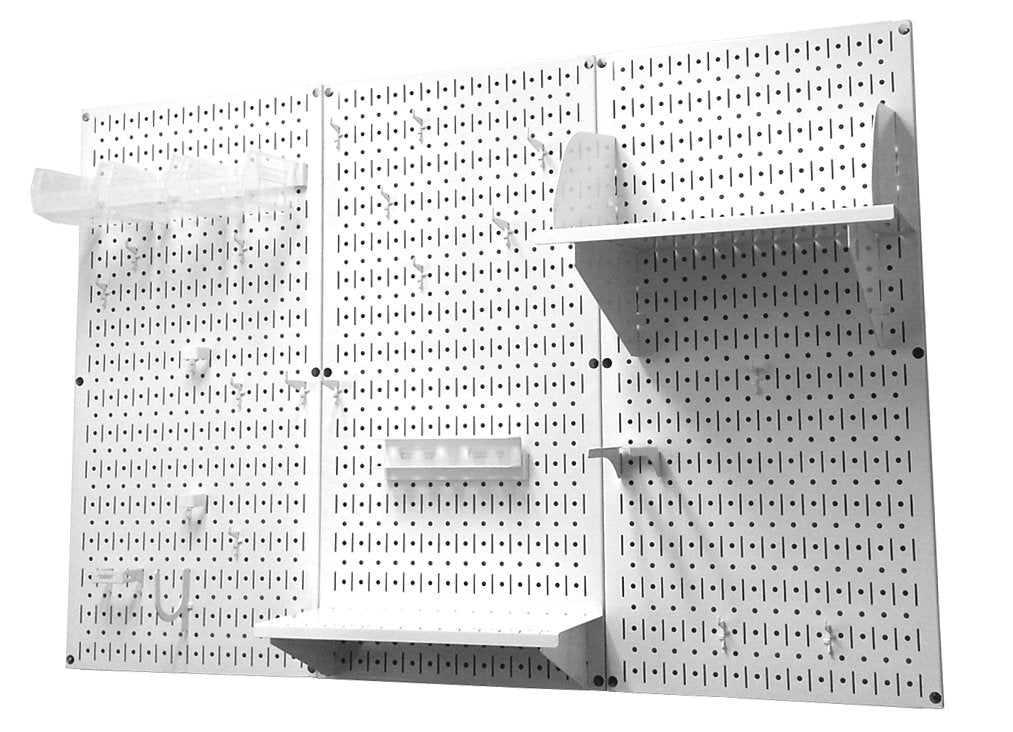 Wall Control Pegboard Organizer 4 ft. Metal Standard Tool Storage Kit With White Toolboard and Accessories - 30-P-3232W