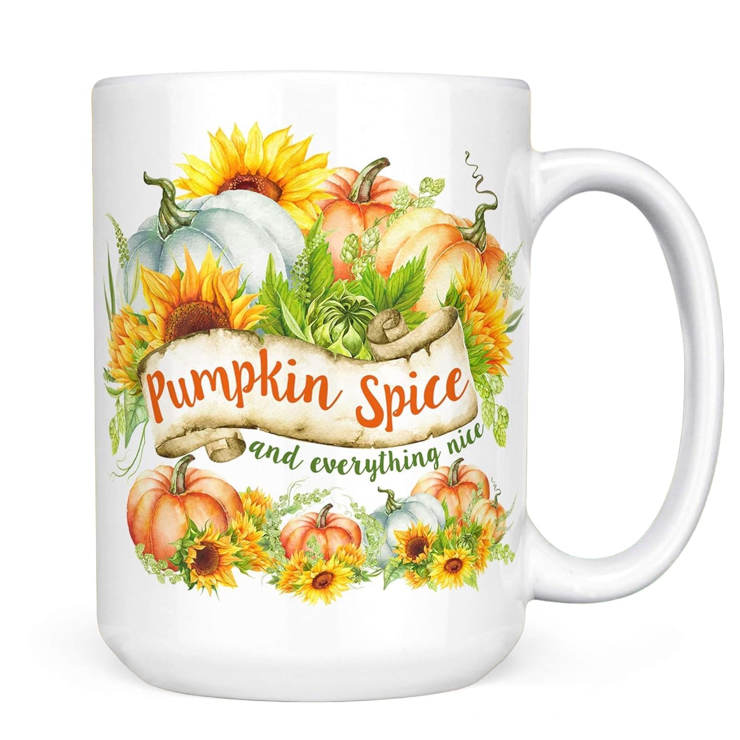 Pumpkin Spice and Everything Nice Ceramic Coffee Mug, 11 or 15 oz