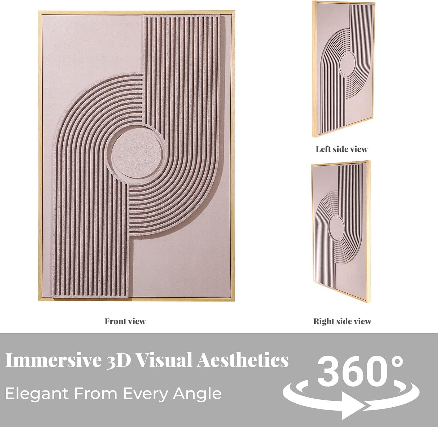 Regine Switzerland Large 3D Textured Framed Abstract Wall Art - Modern Minimalist Geometric Design, 24x36 In