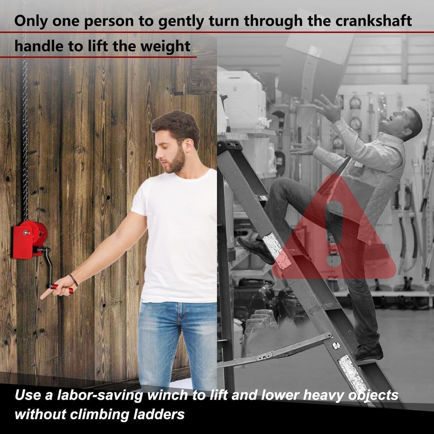 Overhead Garage Storage Lift Hoist, Heavy-Duty Ceiling Mounted Garage Storage Lift System for Organization, Easy to Install