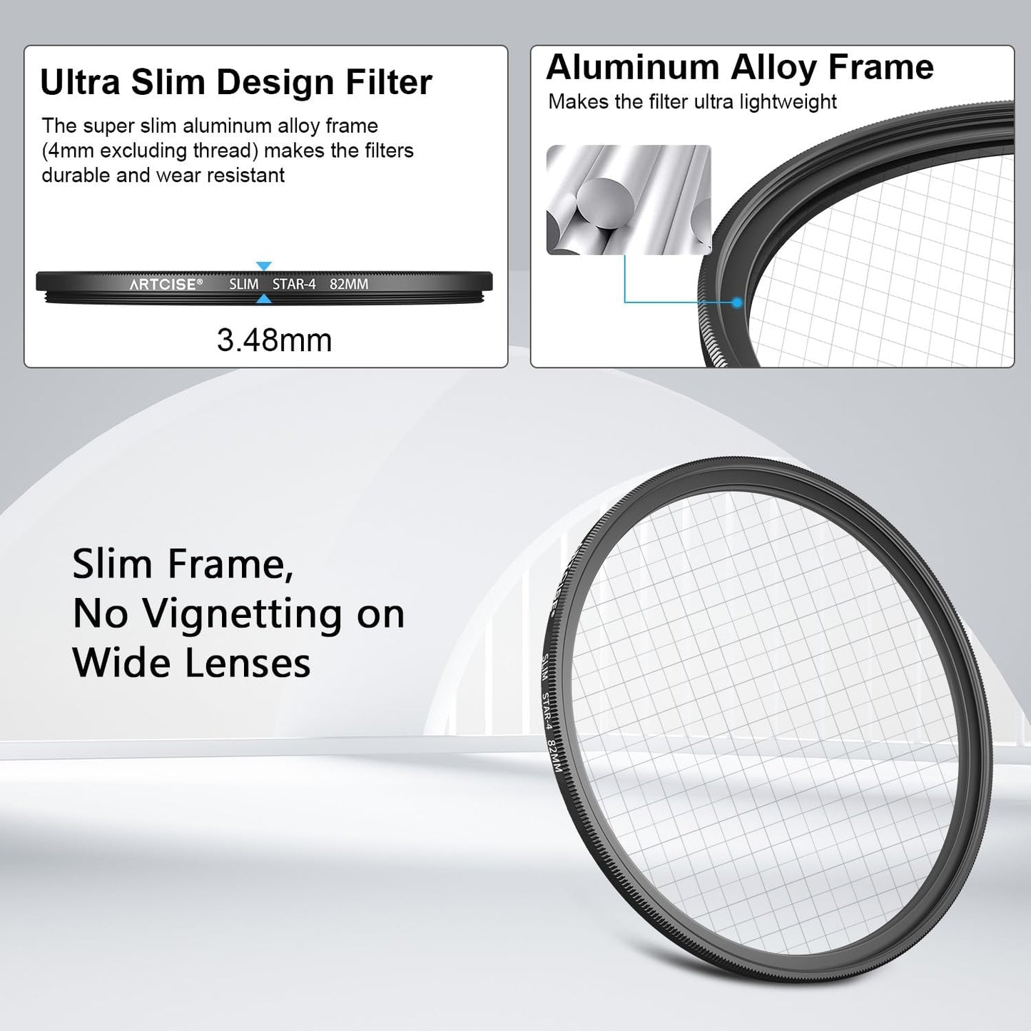 ARTCISE 4+6+8 Set (67mm) Star Filter Kit: Point Cross Screen Lens Filters with Pouch for DSLR/Mirrorless Cameras