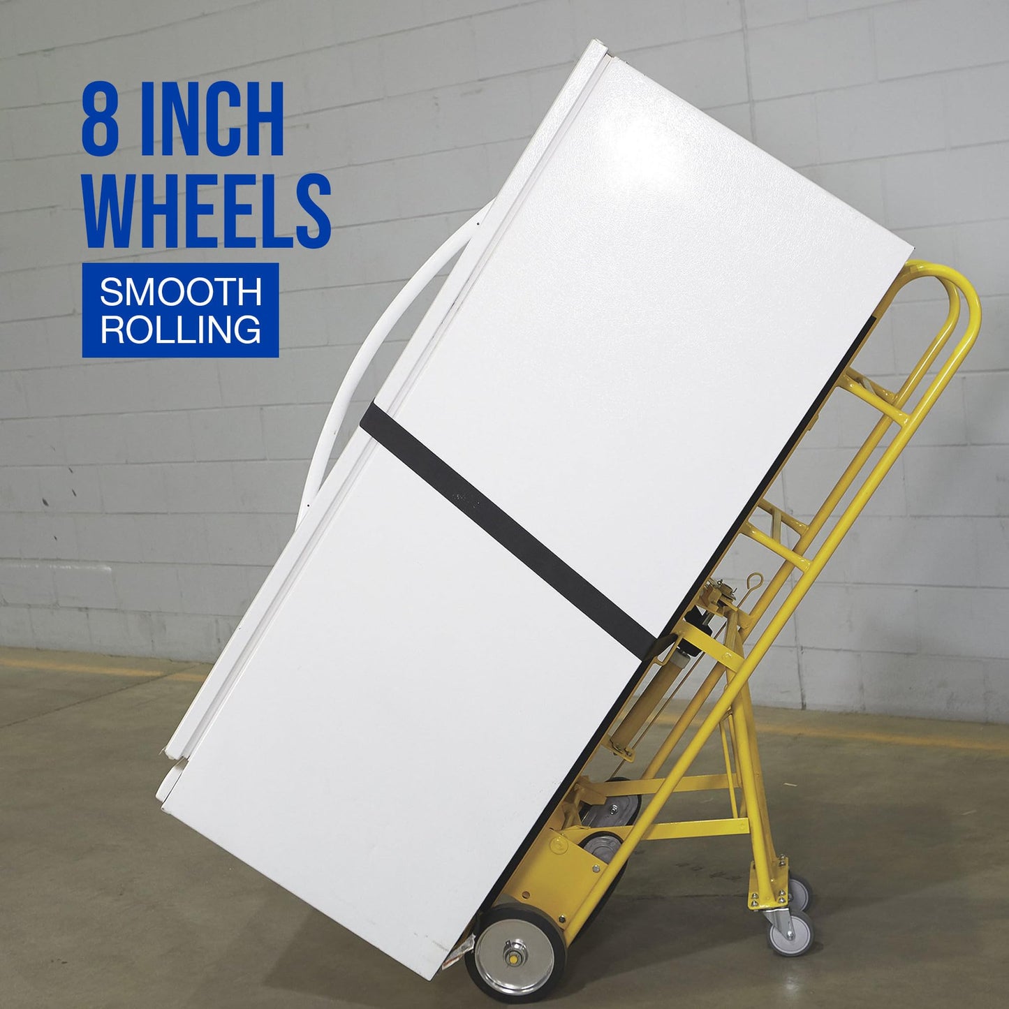 Strongway Industrial Hand Truck – 1200 lb Capacity Heavy-Duty Appliance Dolly, Convertible 2/4-Wheel Design, 8" Rubberized Wheels, Auto-Rewind Ratchet Belt & Stair-Climbing Capability