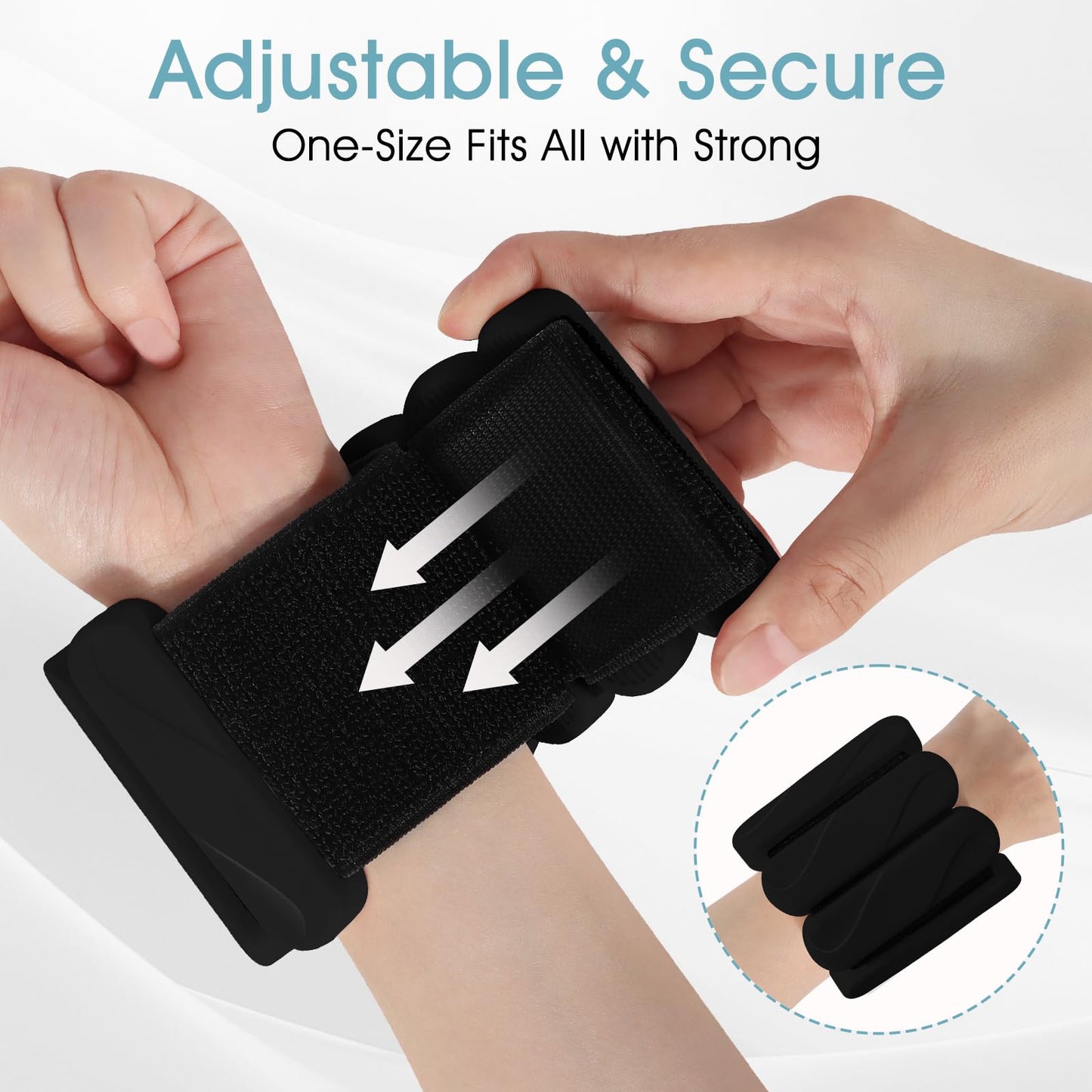 Wrist Weights – Ankle Wrist Weights for Women & Men – Adjustable Weighted Bangles Set (1 lb Each) | Arm and Leg Weights for Yoga, Pilates, Running & Walking (Black, 2LB)