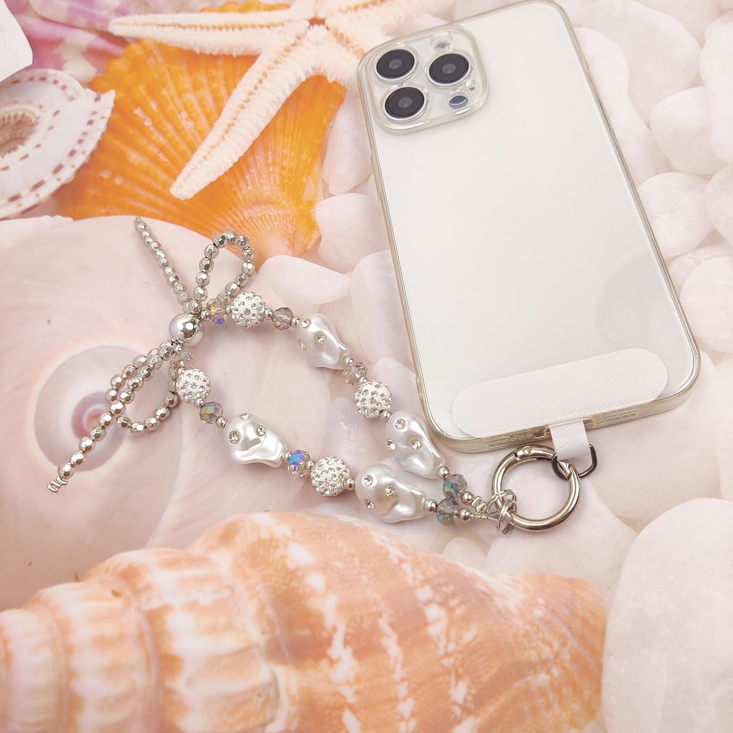 cioatu Cute Phone Wrist Strap Chic Beaded Cellphone Lanyard with Tether Tab Phone Charm Grip Strap for PhoneBag Purses