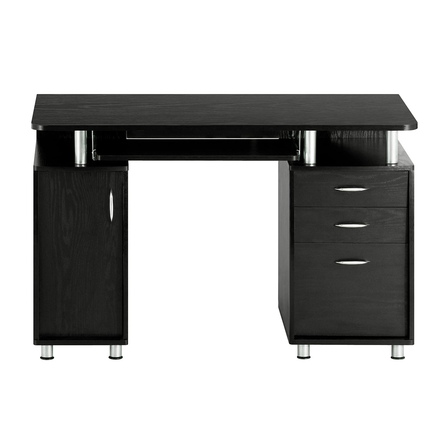 Techni Mobili 48'' W Computer Desk with File Cabinet and Drawers, Storage Cabinet with Removable Shelf and Ventilation for CPU, Home Office Desk or Computer Workstation with Keyboard Tray, Espresso