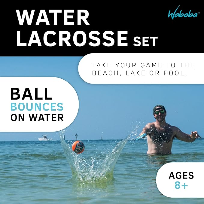 Waboba Mini Water Lacrosse Set Fun for Beach Games & Pool Games - Comes with a Original Water Bouncing Ball - Compact Size for Travel