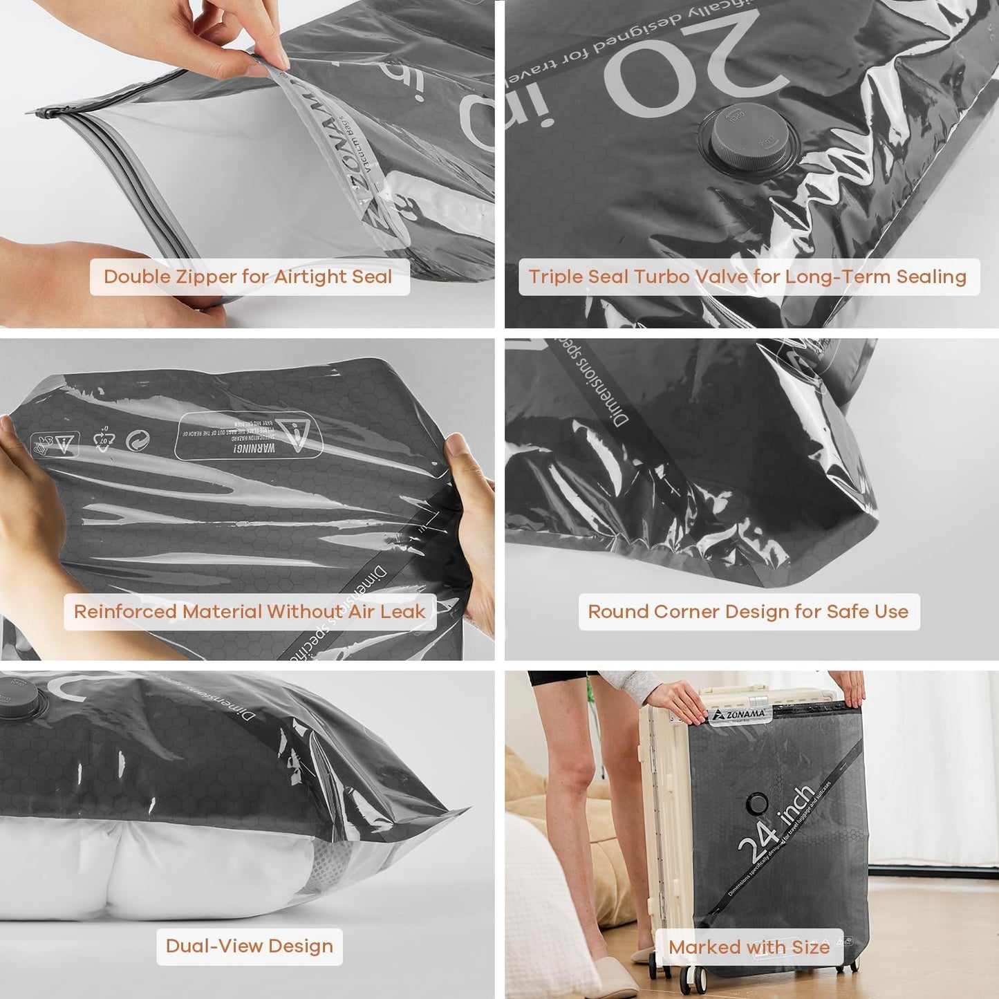 Skiennix Vacuum Storage Bags - 22 Pack Travel Essentials with Wireless Rechargeable Air Pump | Space Saver for Luggage & Home Clothing Storage