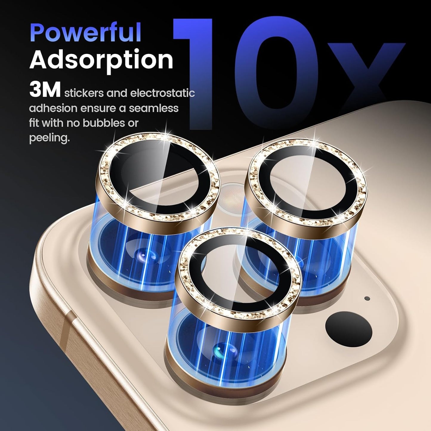 16 Max/16 Pro/14 Max/14 Tensea Camera Lens Protector Compatible for iPhone Pro Pro Pro, Metal Aluminum Alloy Tempered