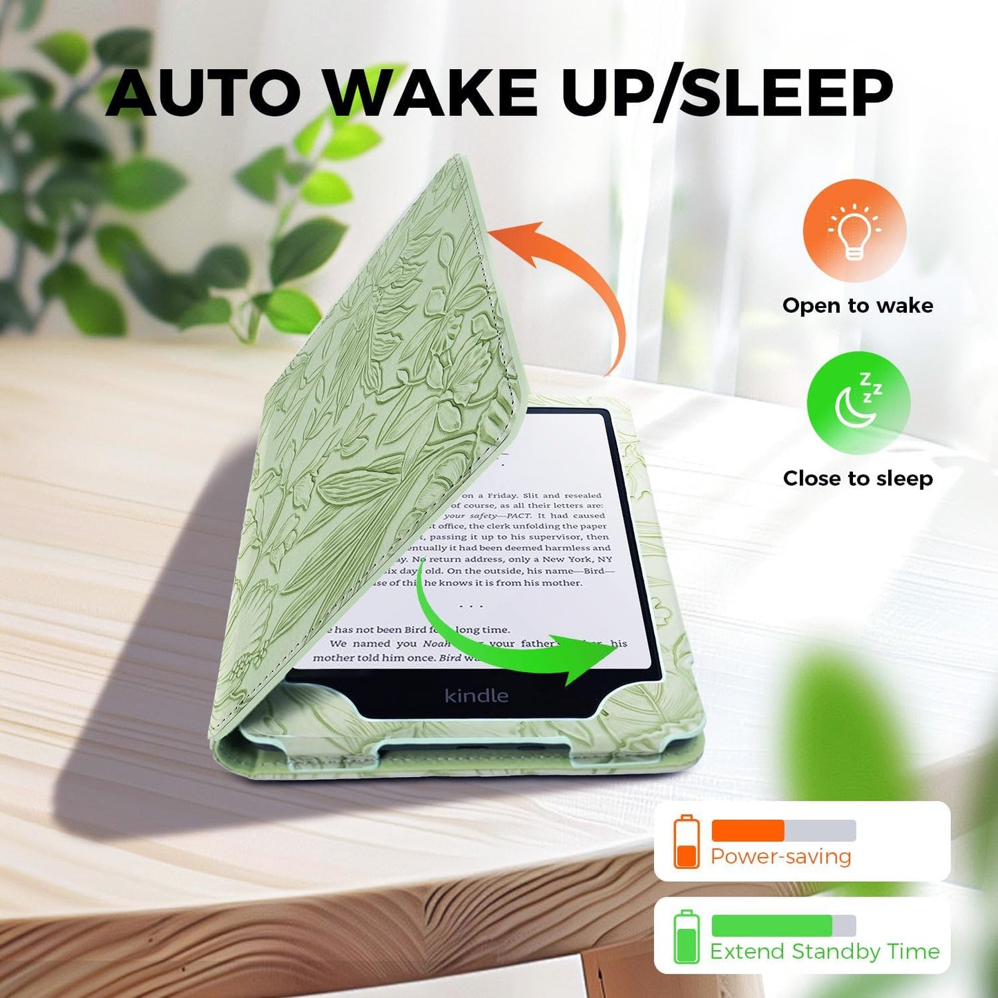EJU 7"/6.8" 11th/12th 2024,Retro 2025 Green Embossed Case Compatible with Kindle Paperwhite Gen,Colorsoft Signature